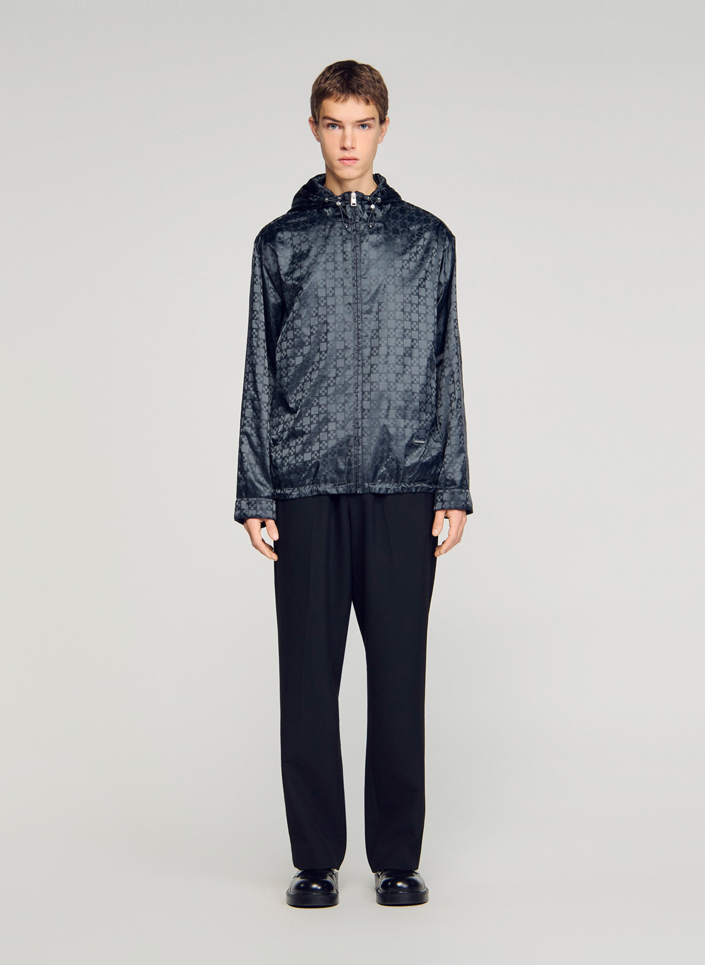 Veste courte imperméable à imprimé SANDRO Gris