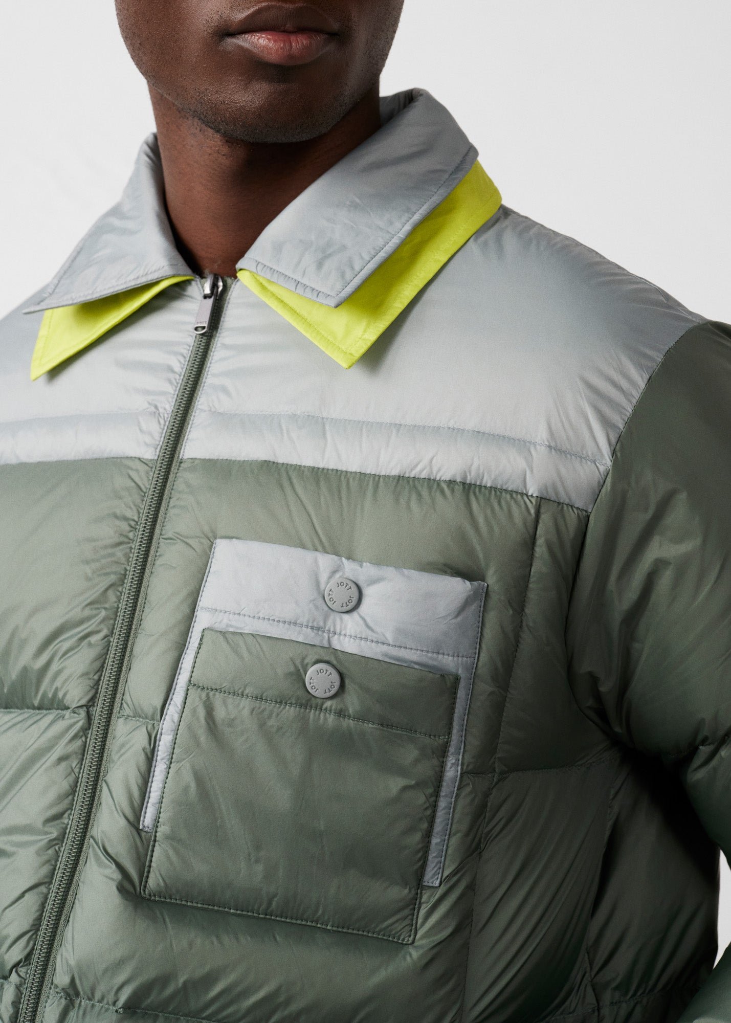 Two-tone unisex puffer jacket JOTT Green