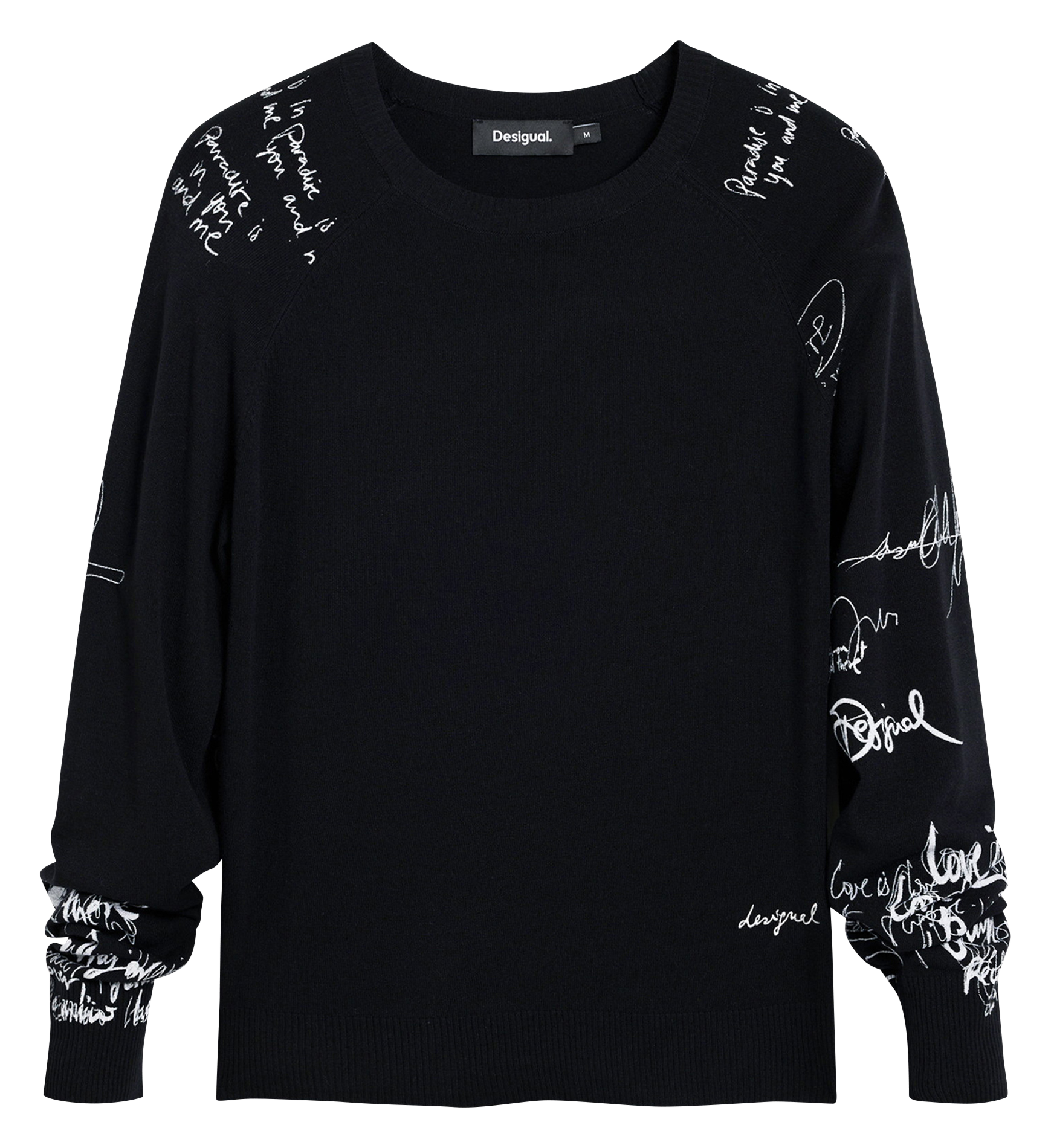 Tee-shirt col bateau droit imprimé DESIGUAL Noir