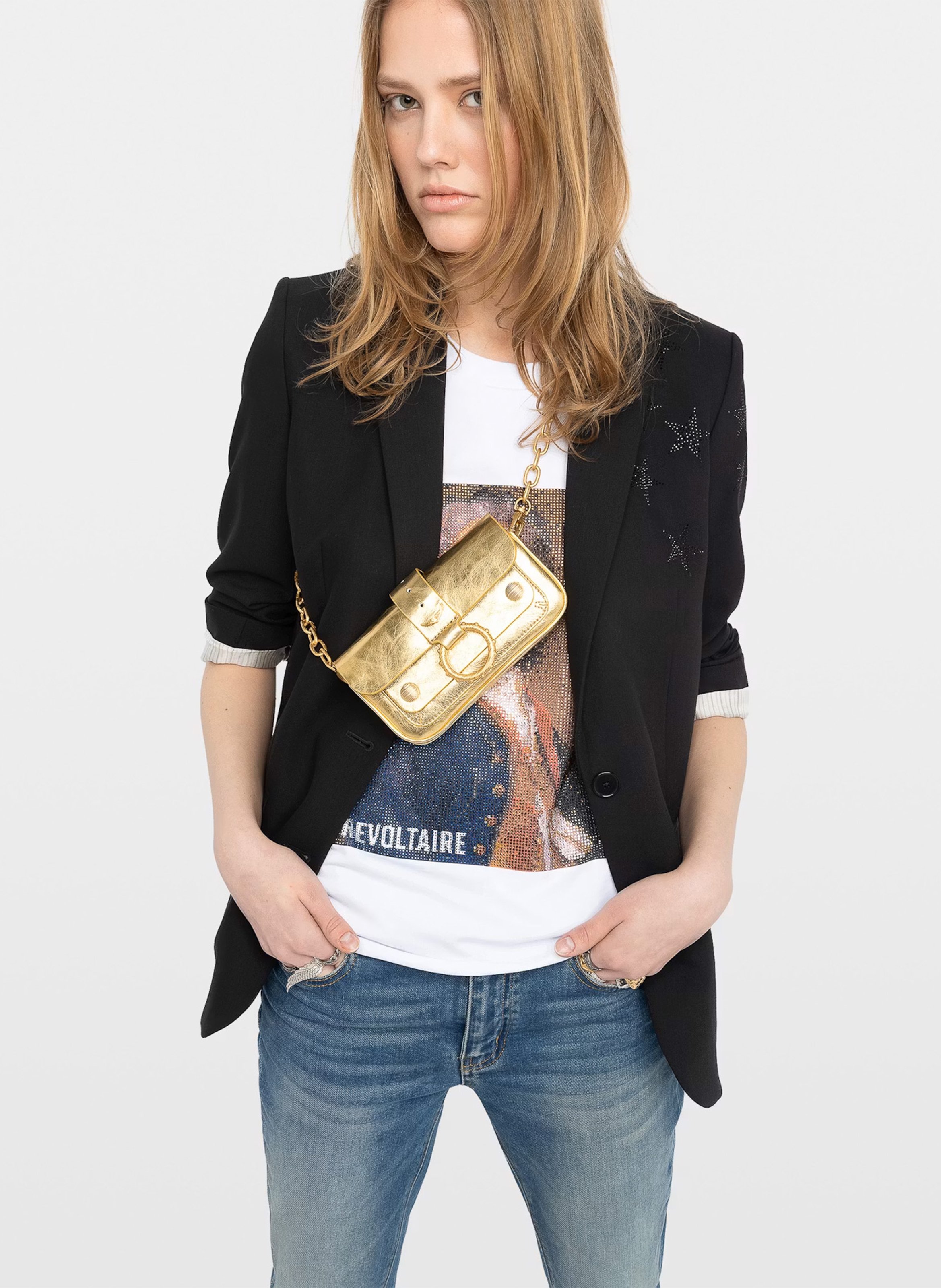 Leather clutch bag ZADIG&VOLTAIRE Yellow