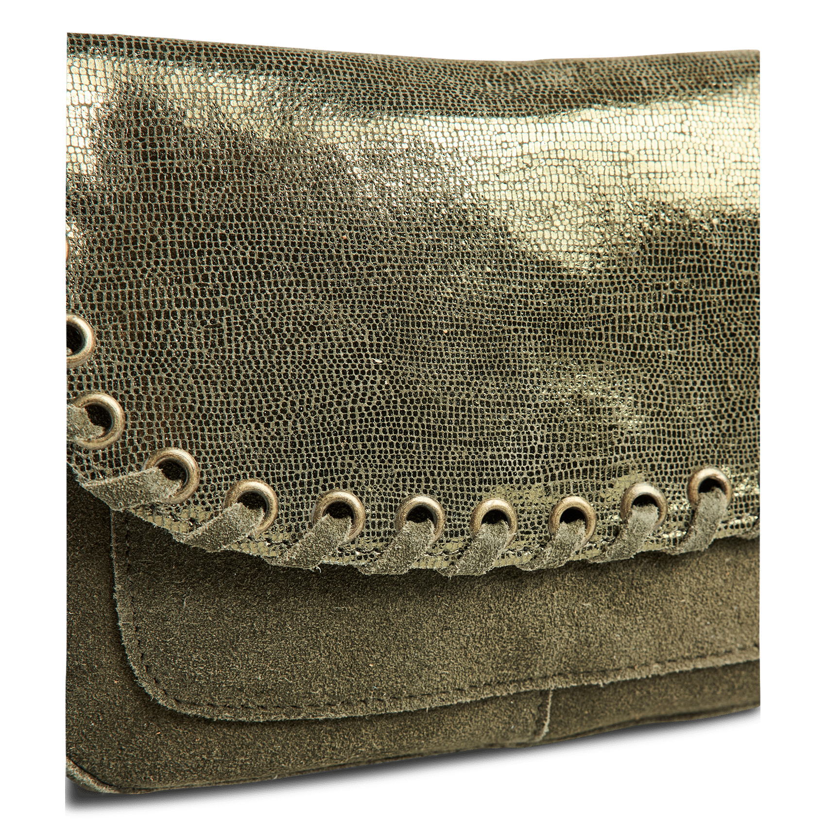 Sac bandoulière en cuir métallisé PIECES Vert