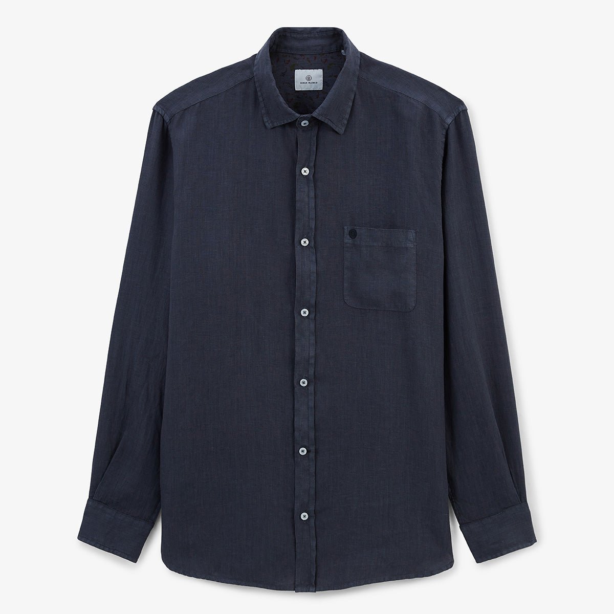Solid long-sleeve linen shirt SERGE BLANCO Grey