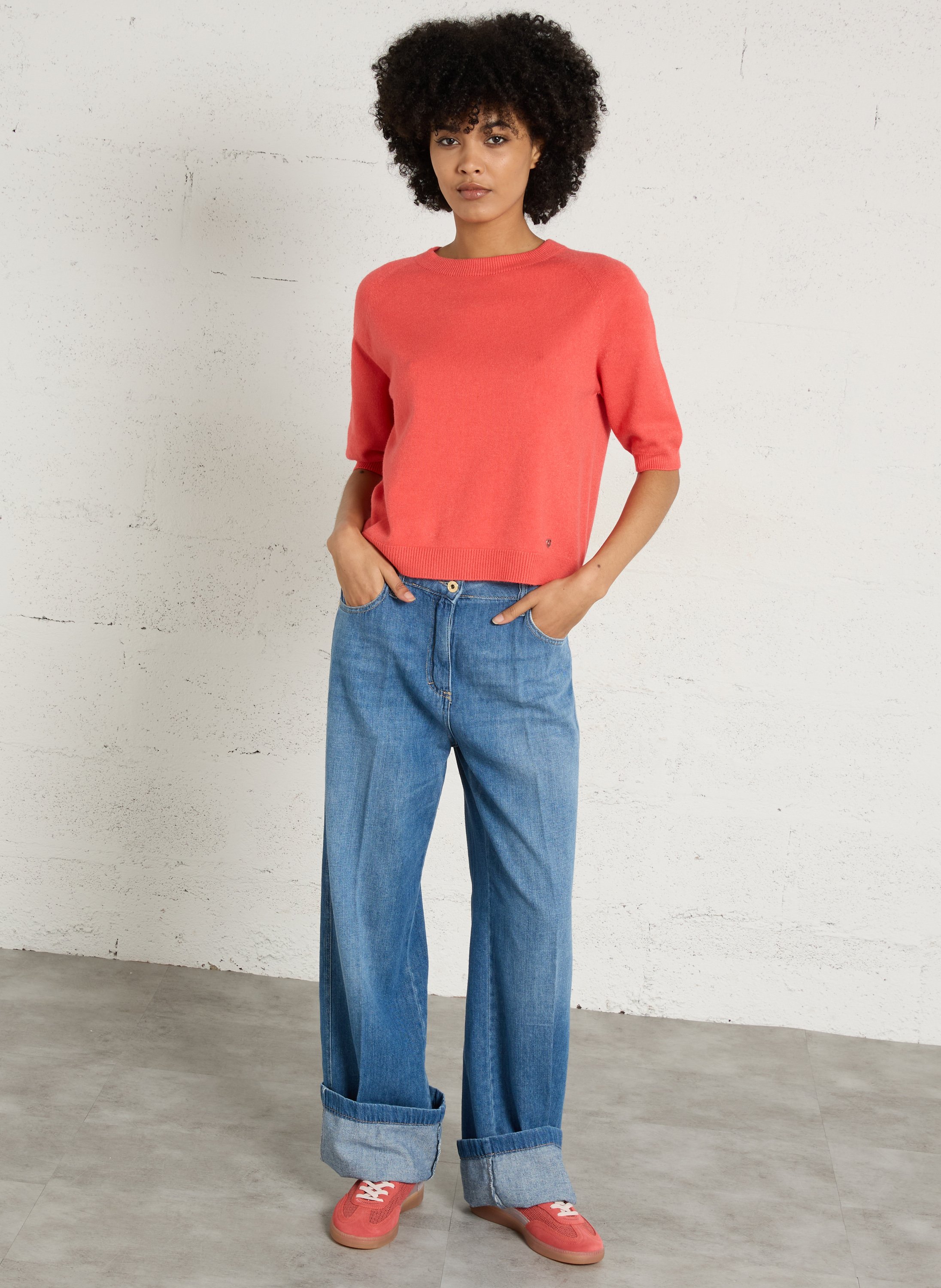 Cotton straight jeans PLEASE Blue