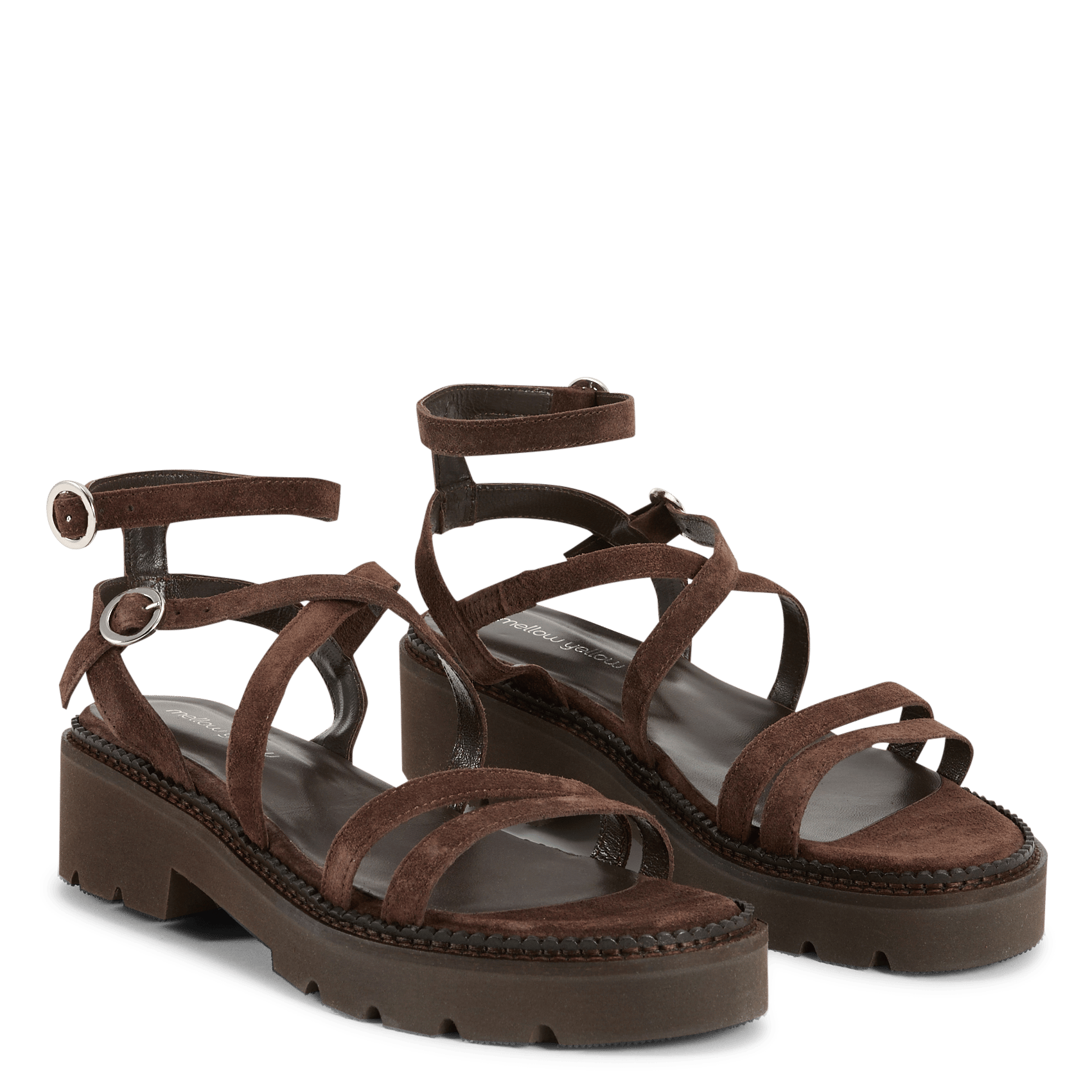 Sandales hautes en cuir MELLOW YELLOW Marron