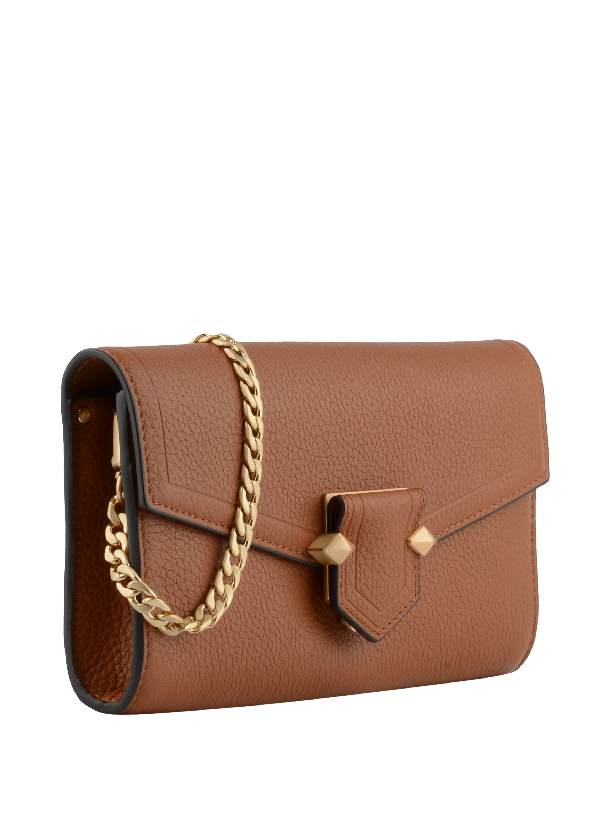 Calfskin leather shoulder bag Brown