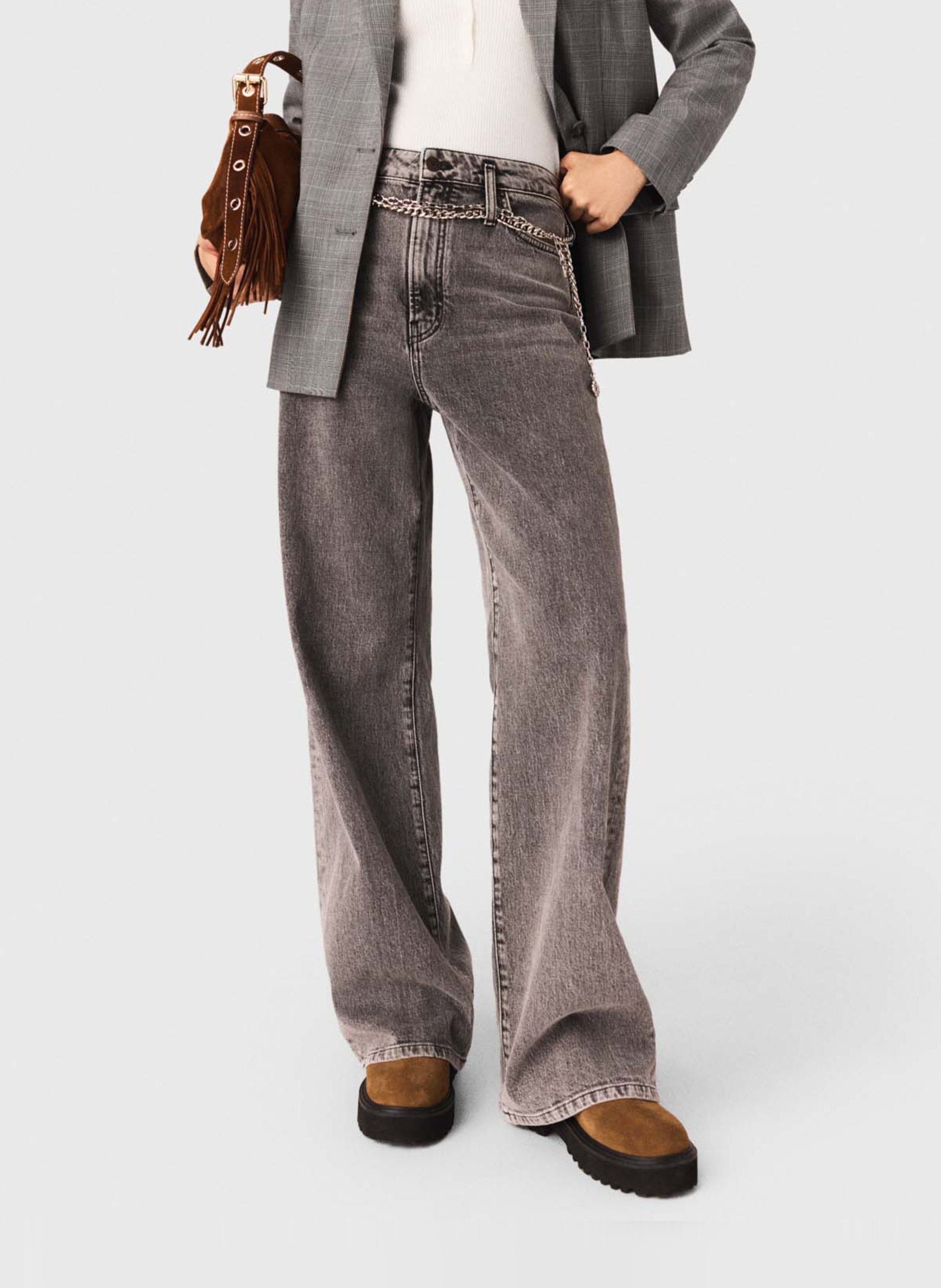 Rechte jeans - katoenblend MAJE Grijs