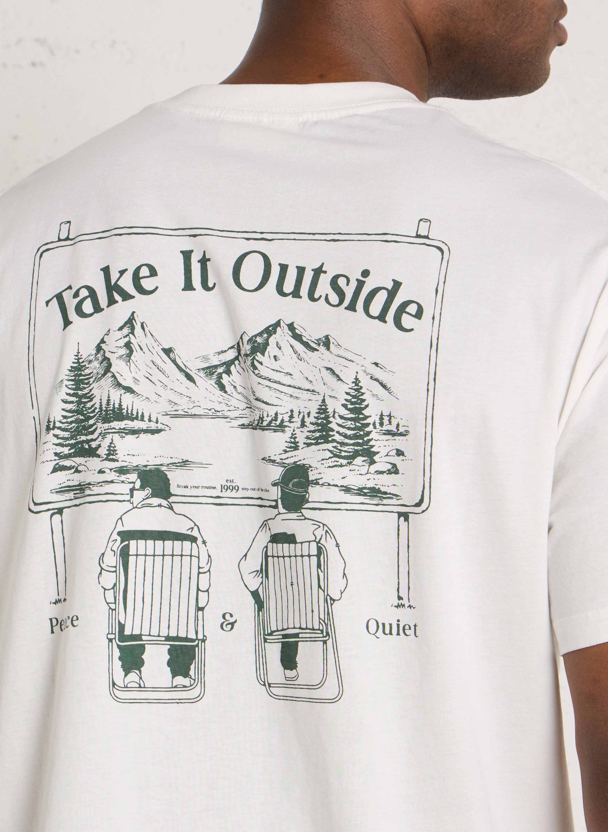 Oversized round neck t-shirt with print SOLID White