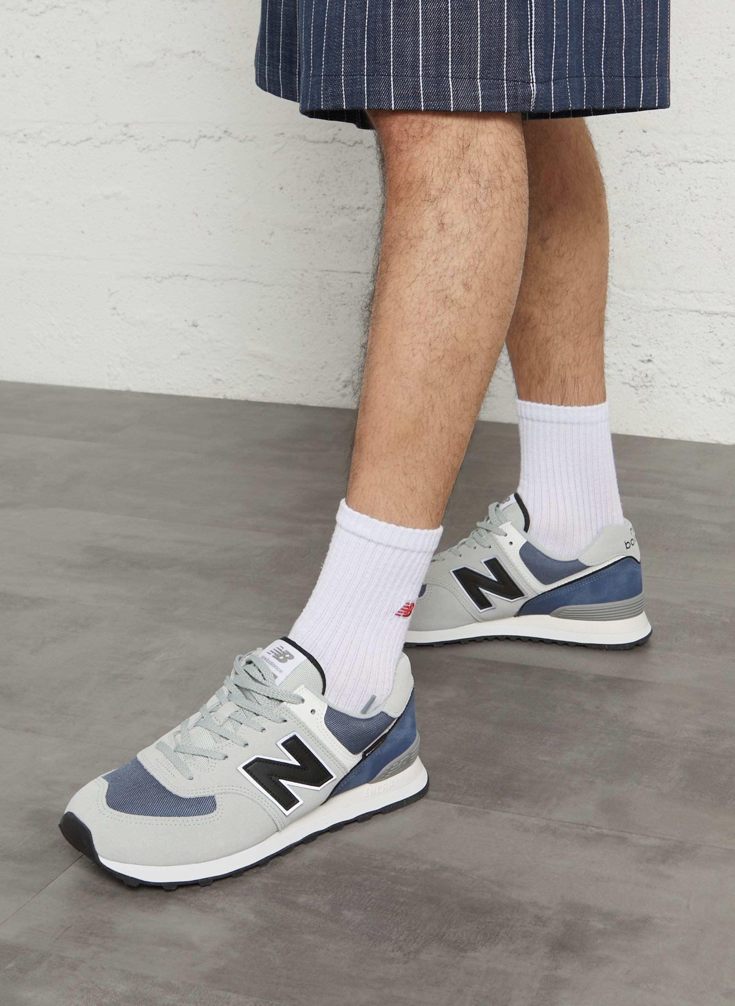Low-top leather mix sneakers NEW BALANCE White