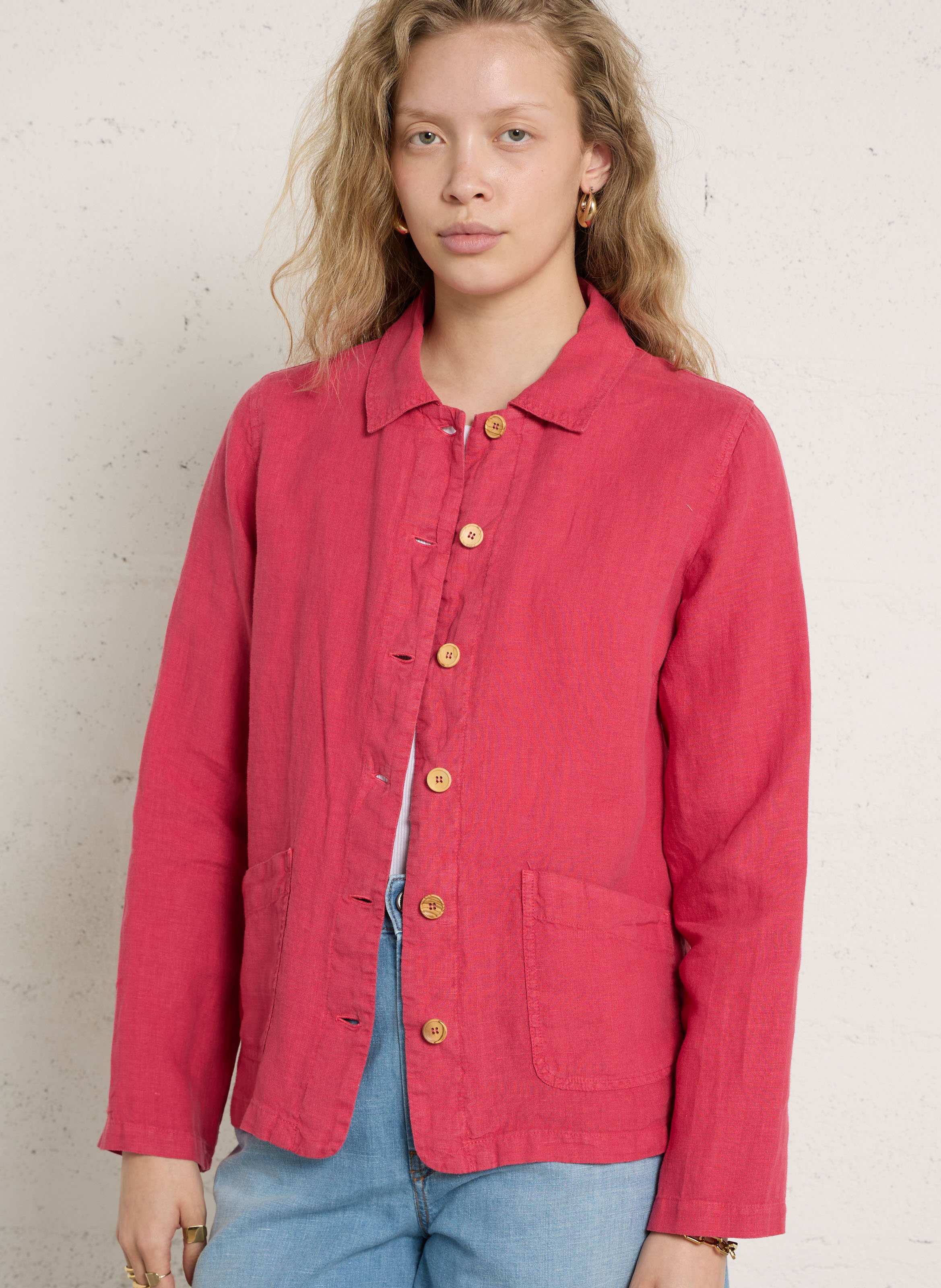 Chemise droite en lin ARMOR LUX Rose