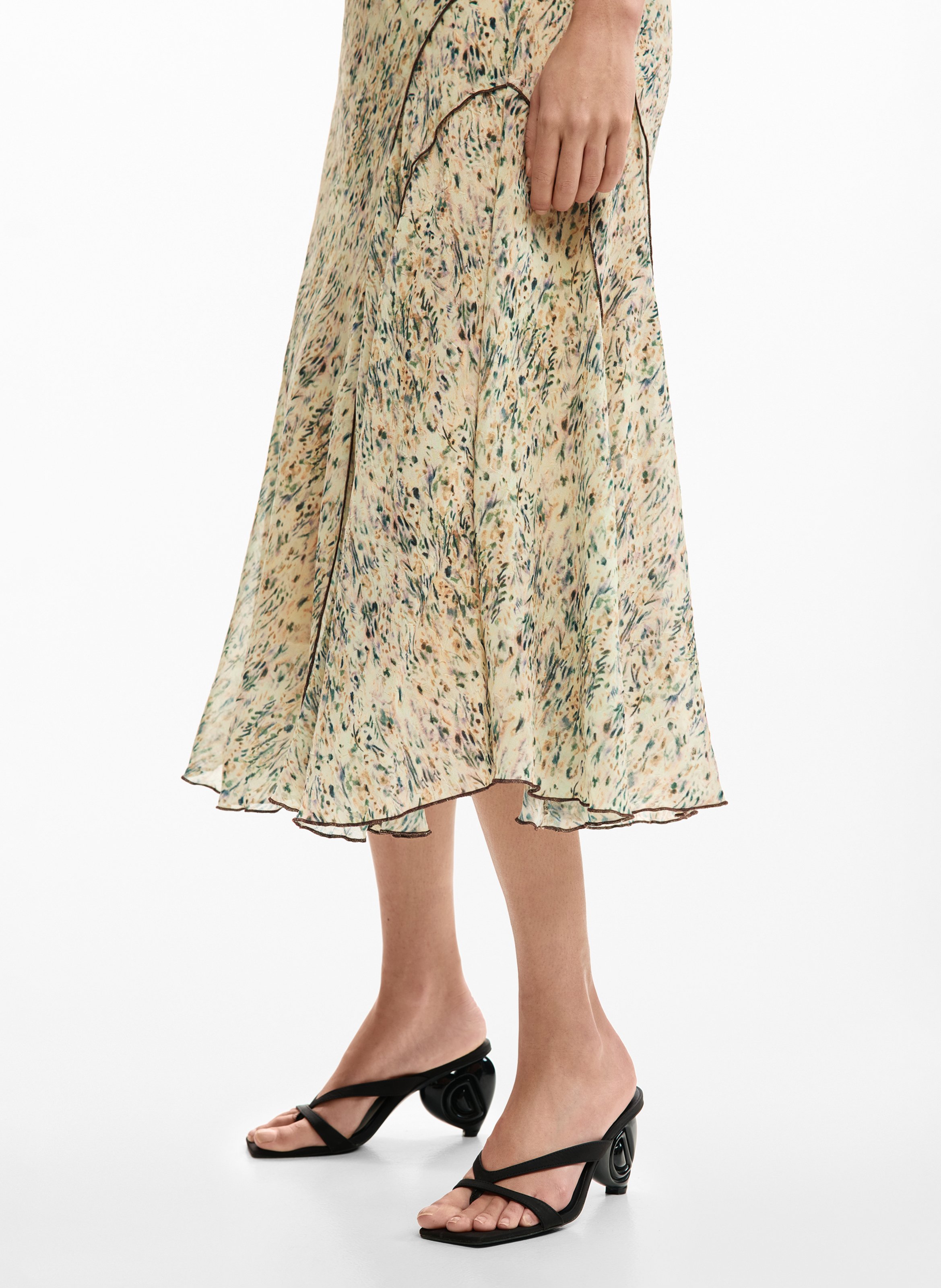 Flowing printed midi skirt DESIGUAL White
