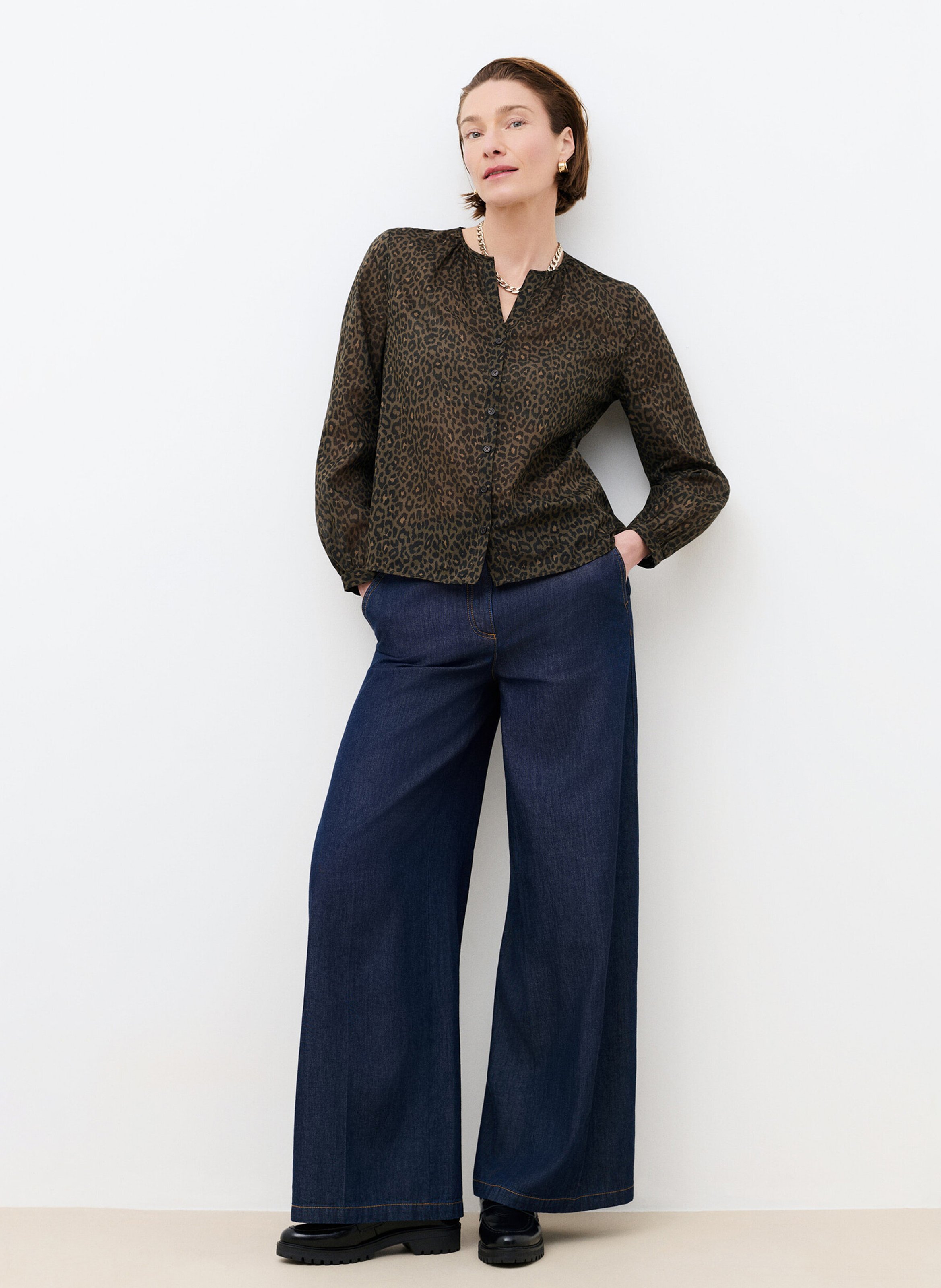 Chemise col rond en coton bio CAROLL Vert