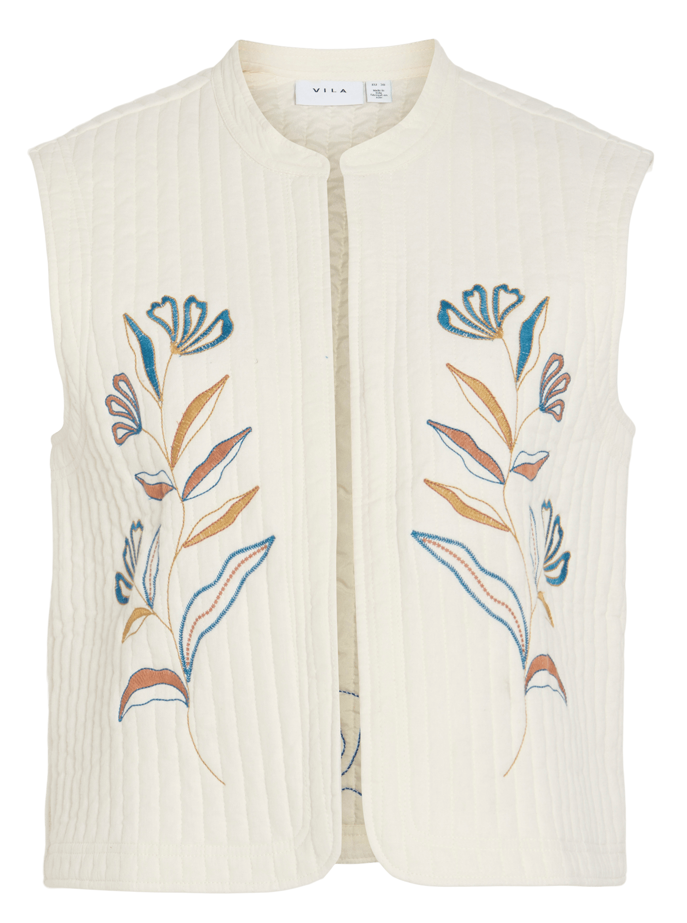 Round-neck organic cotton cardigan VILA Grey