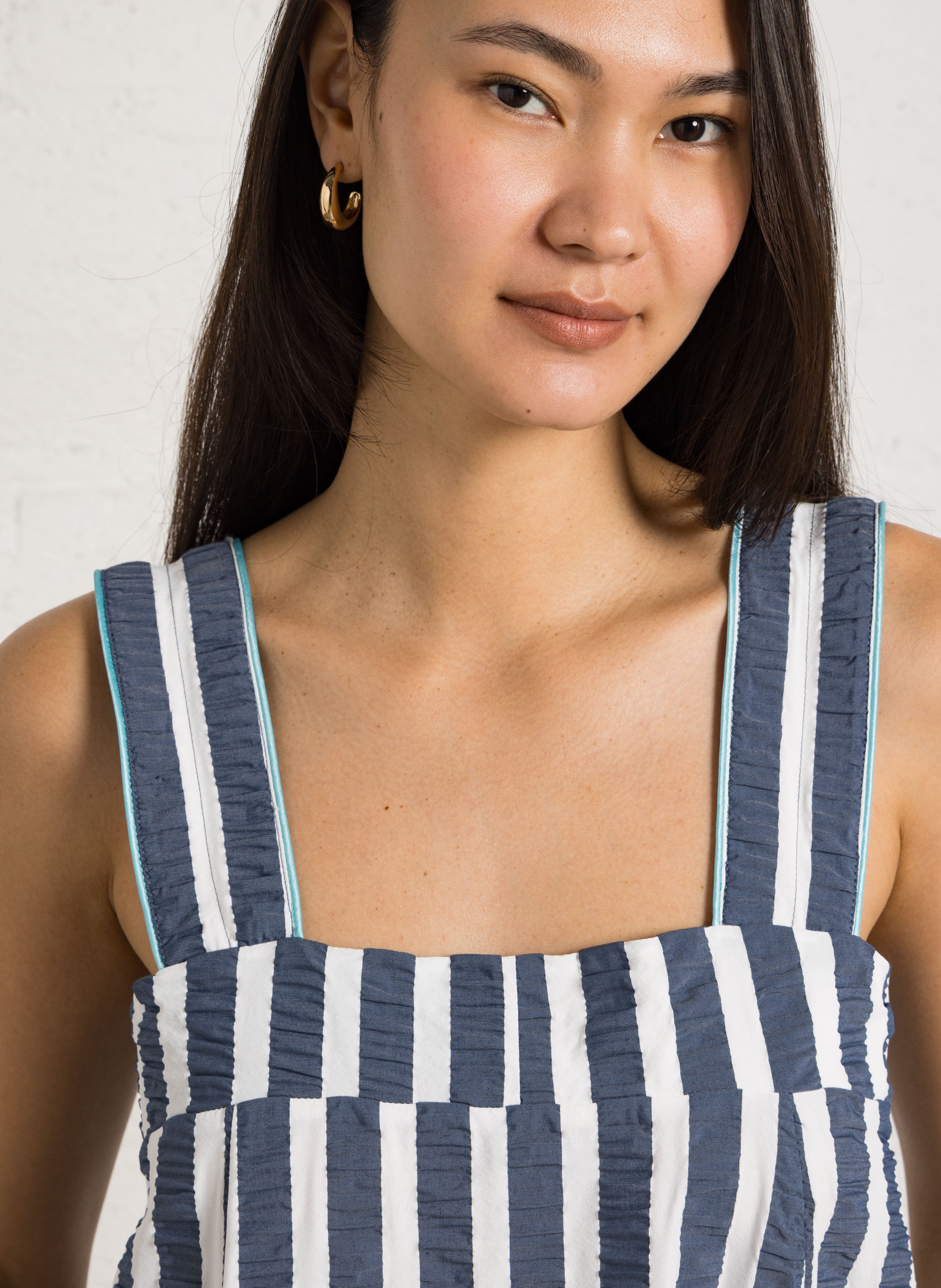 Gerade geschnittenes Midikleid aus Leinen DR BLOOM Blau