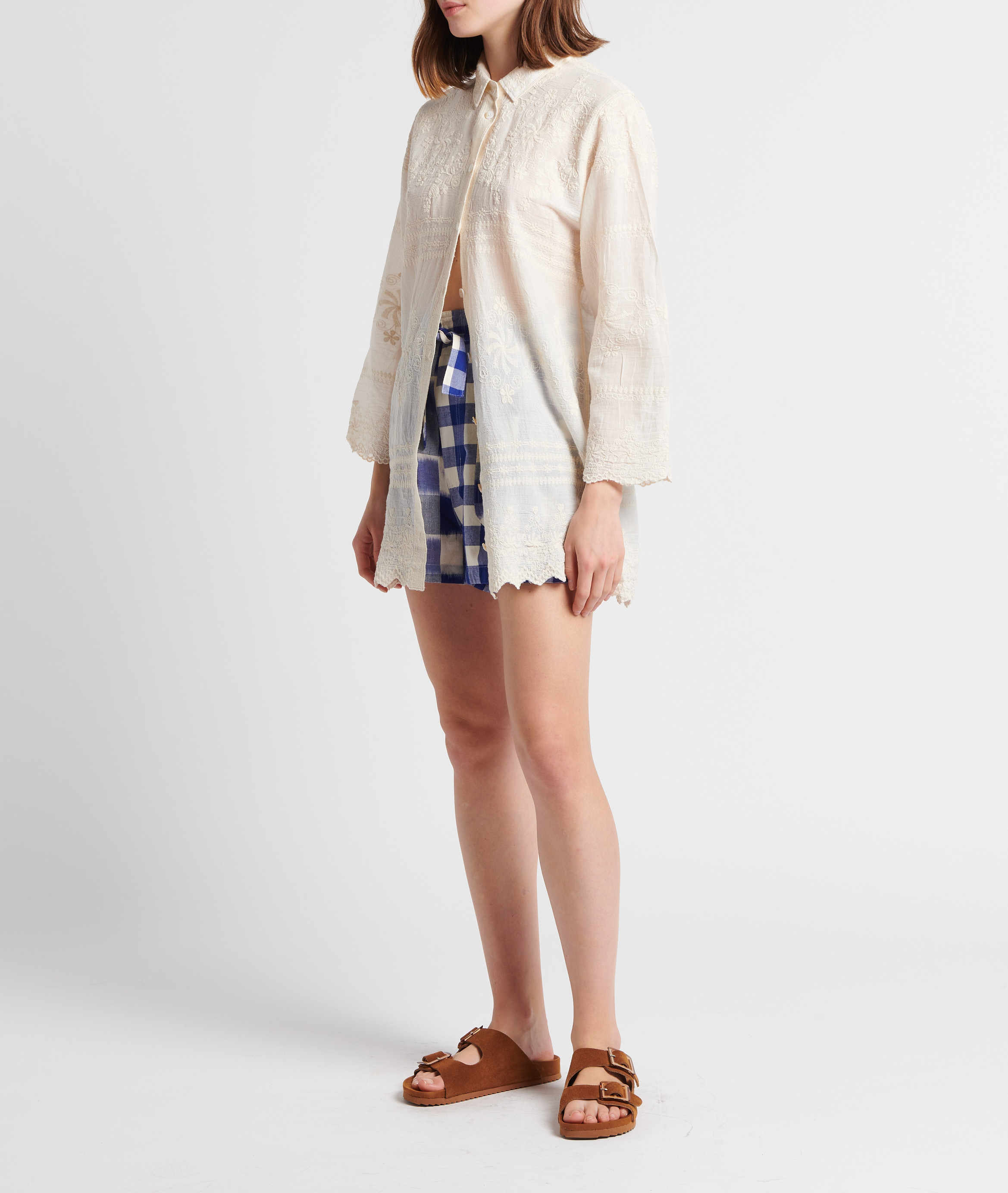 Straight checked cotton shorts V DE VINSTER Blue