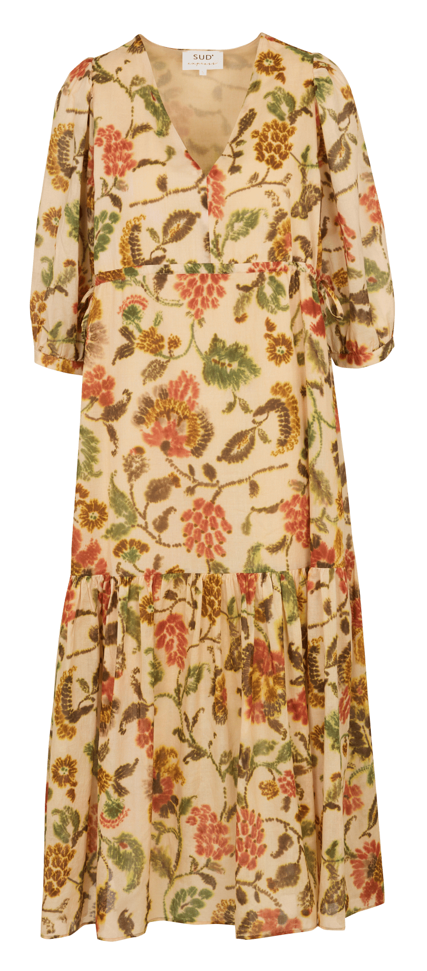 Lage, wijde katoenen jurk SUD EXPRESS Kaki