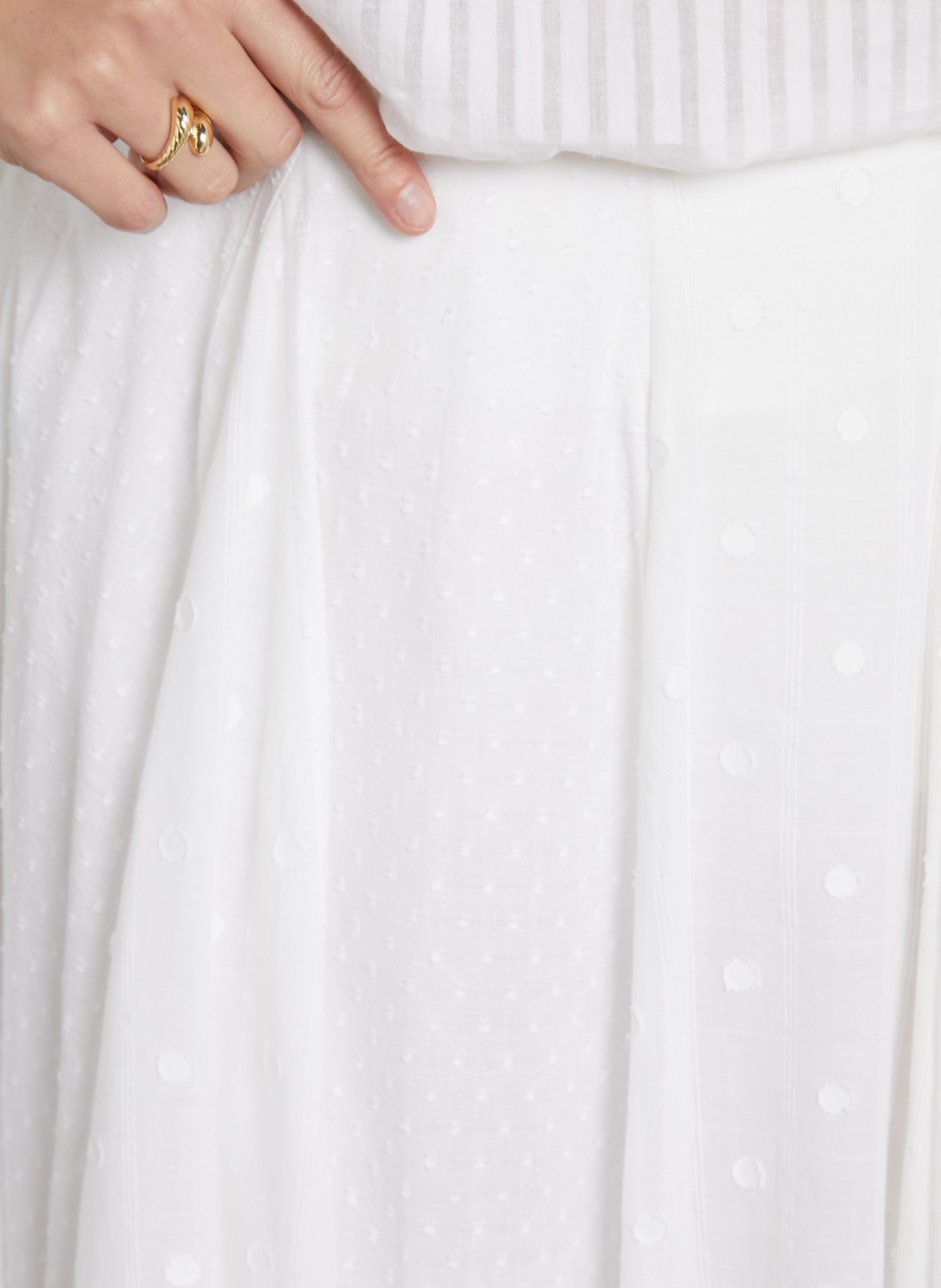 Langer Baumwollrock mit Stickerei LAURENCE BRAS Weiss