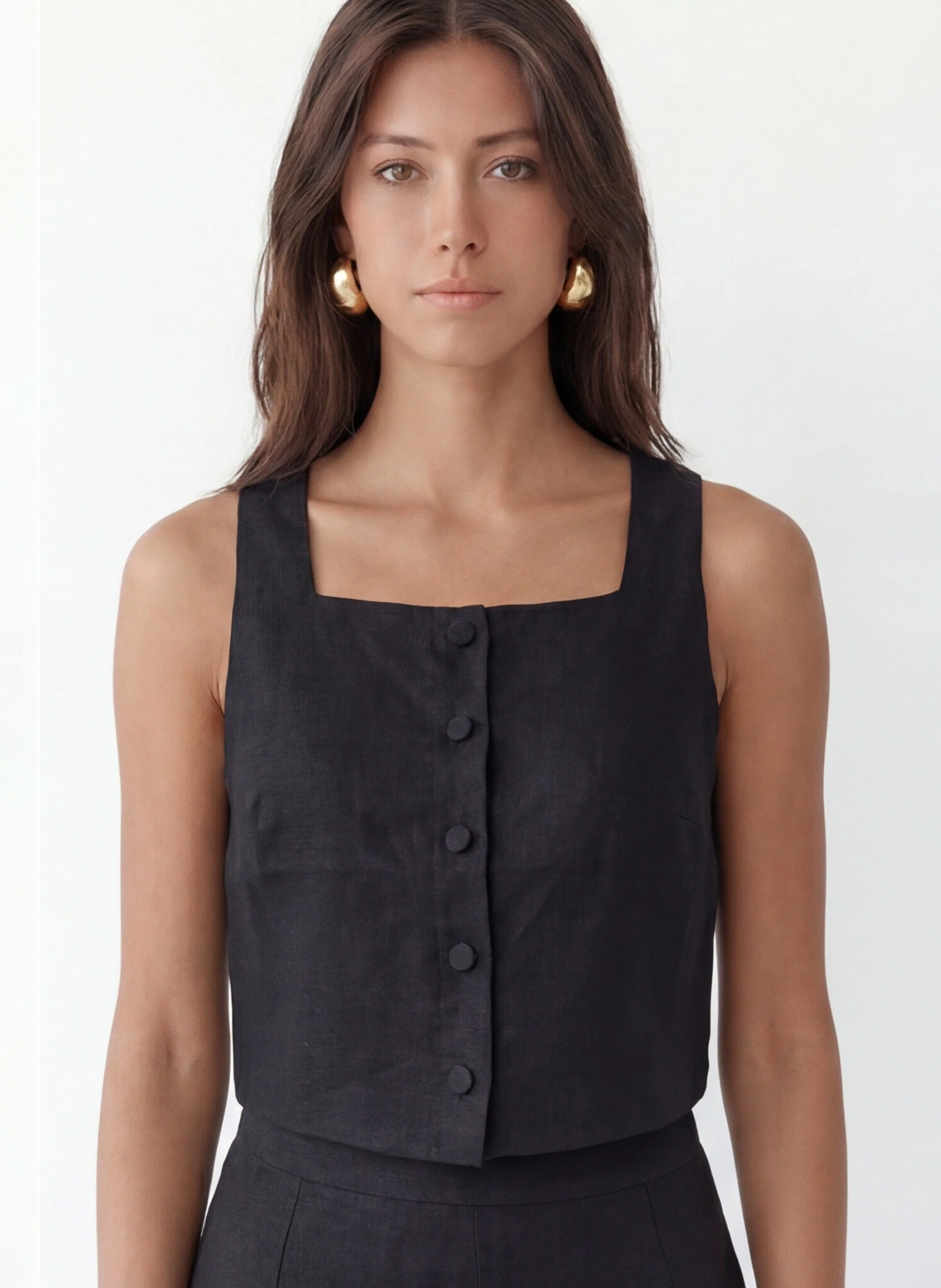 Linnen cropped top KOOKAI Zwart