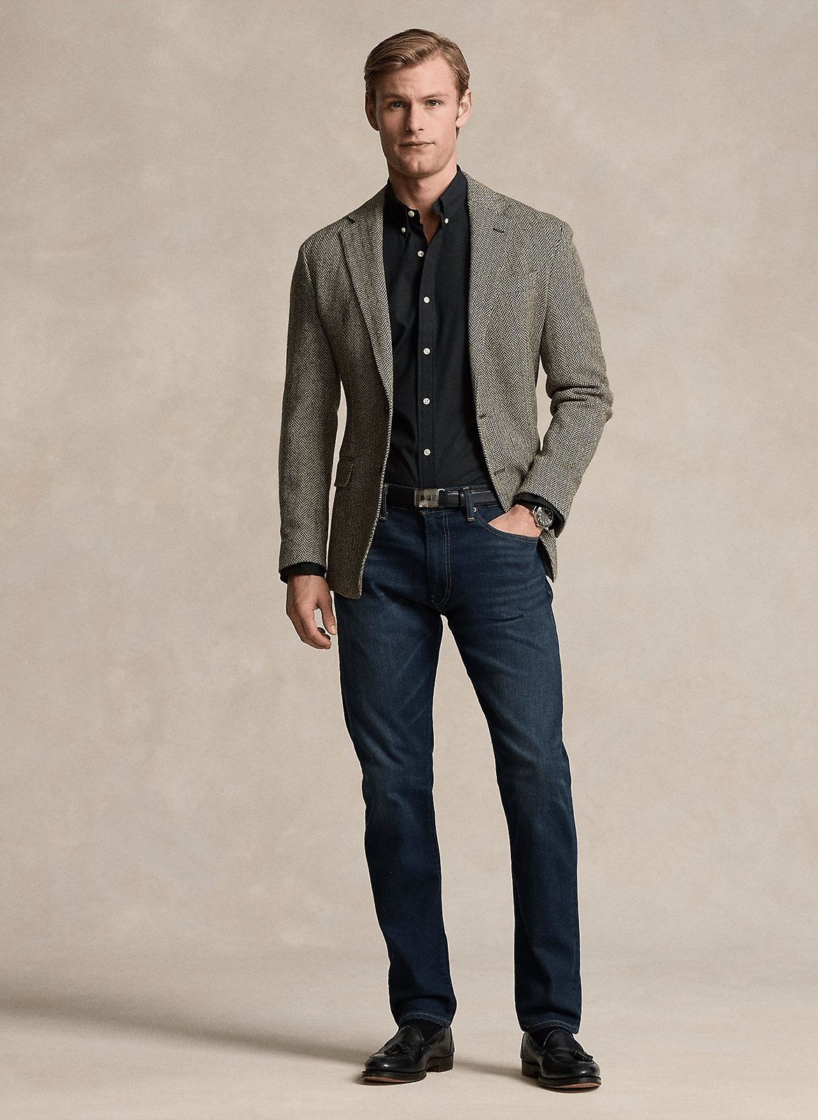 Slim-fit overhemd van katoenmix POLO RALPH LAUREN Zwart