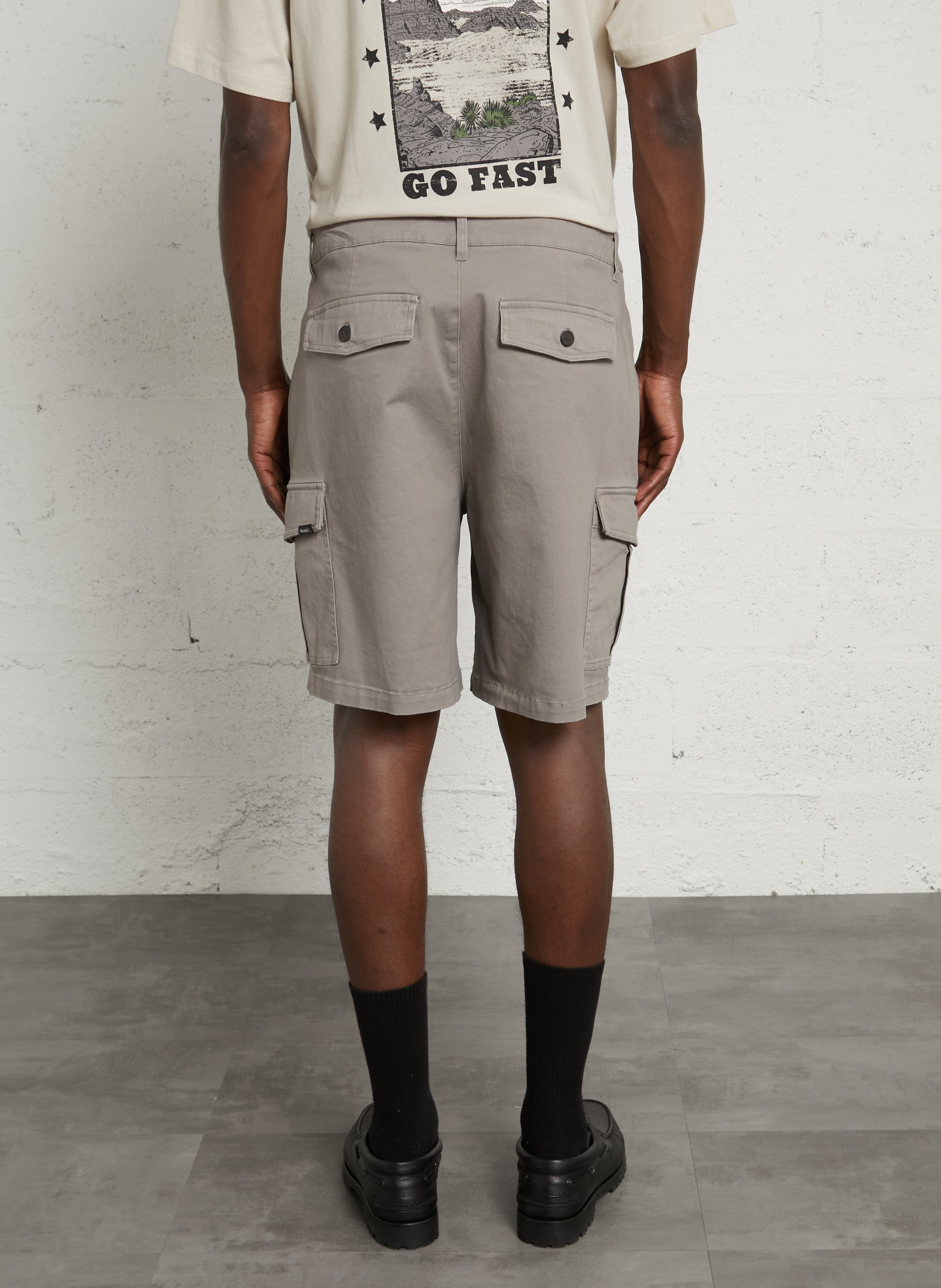 Short droit en coton mélangé SOLID Gris