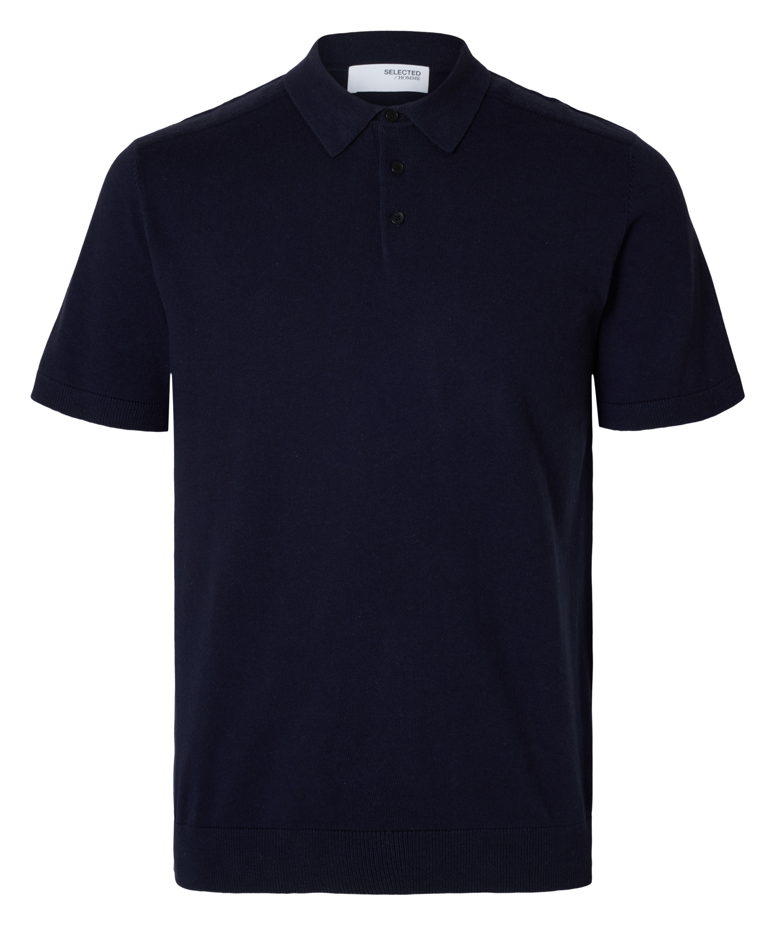 Straight cotton knit polo SELECTED Blue