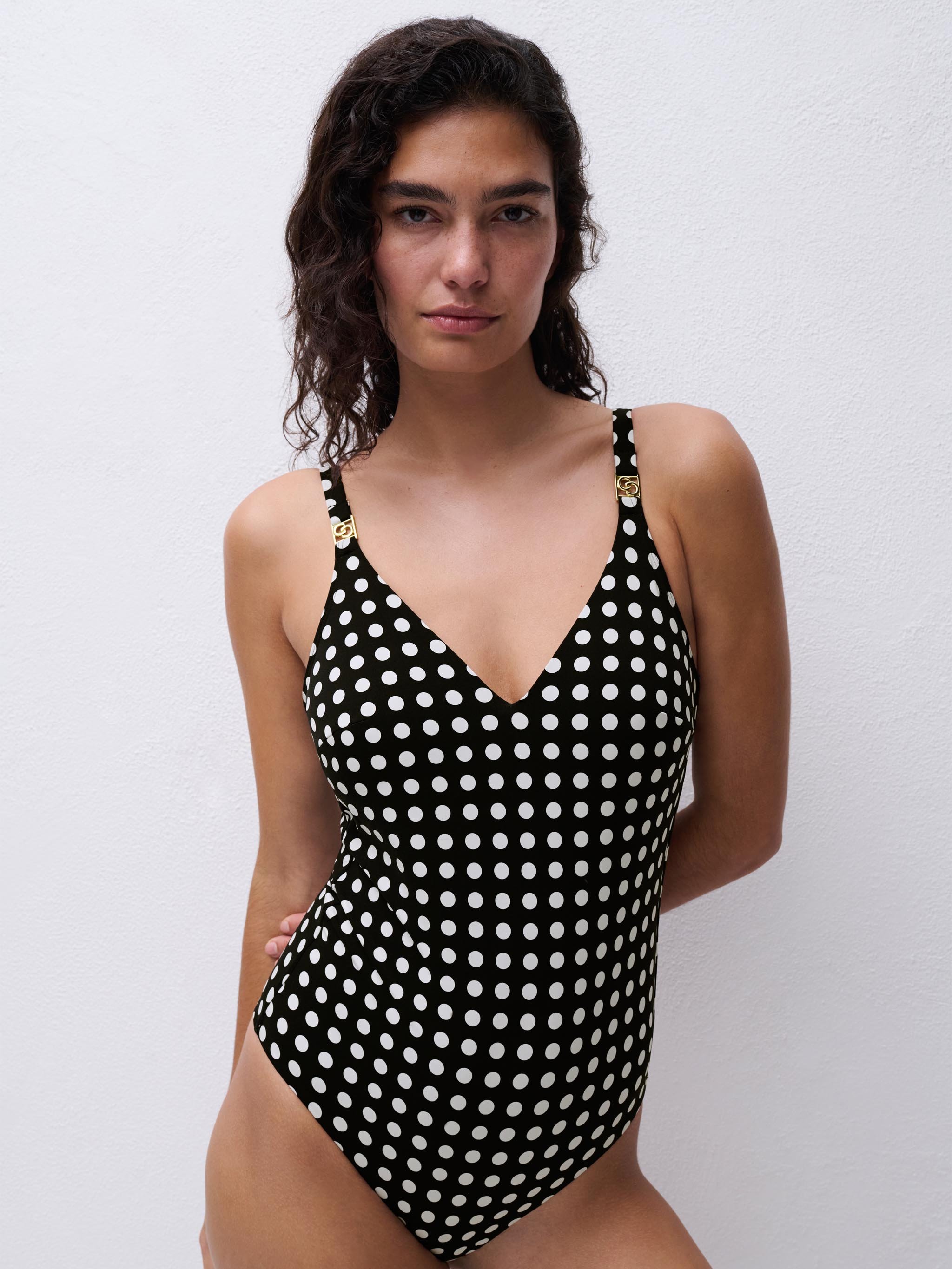 One-piece swimsuit without underwire triangle cups spacer CHANTELLE Black