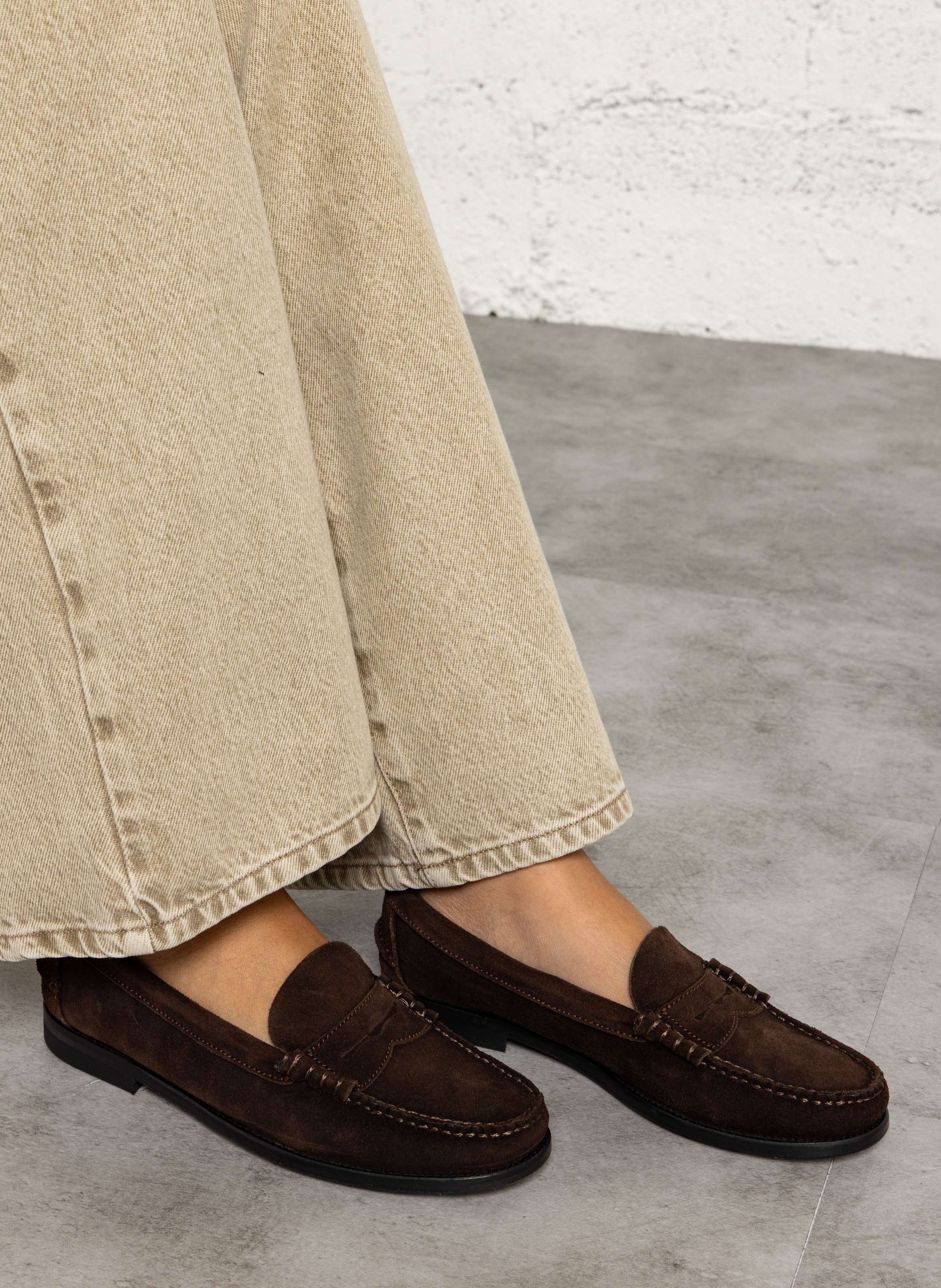 Leren mocassins met krokodillenprint AUGUSTA Bruin
