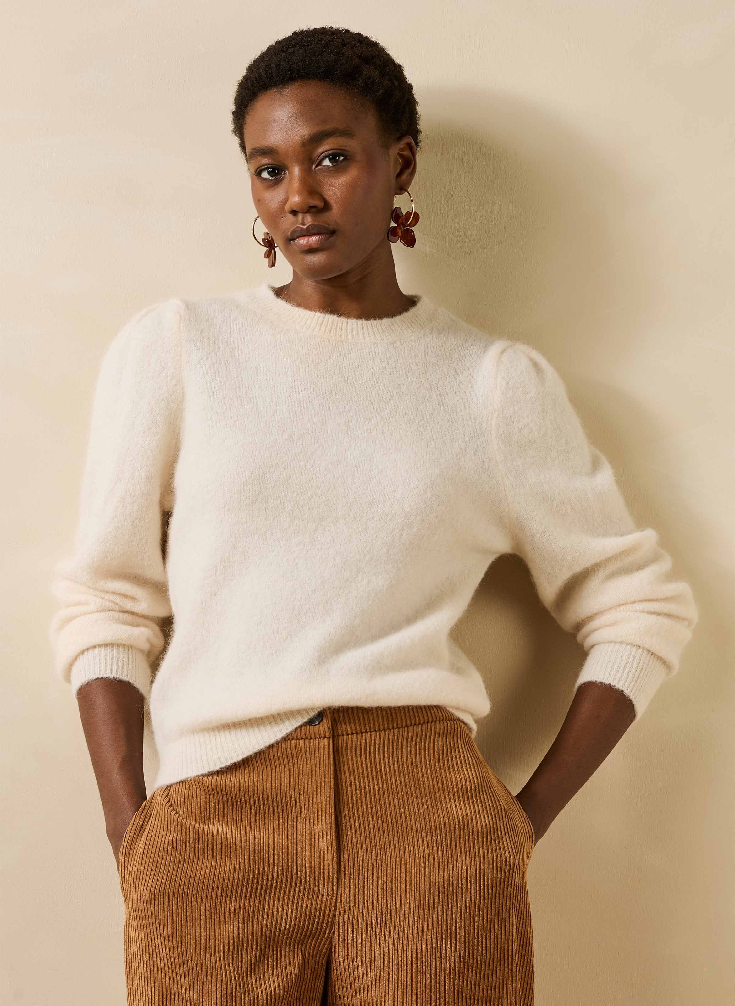 Round-neck alpaca-blend sweater LA FEE MARABOUTEE White