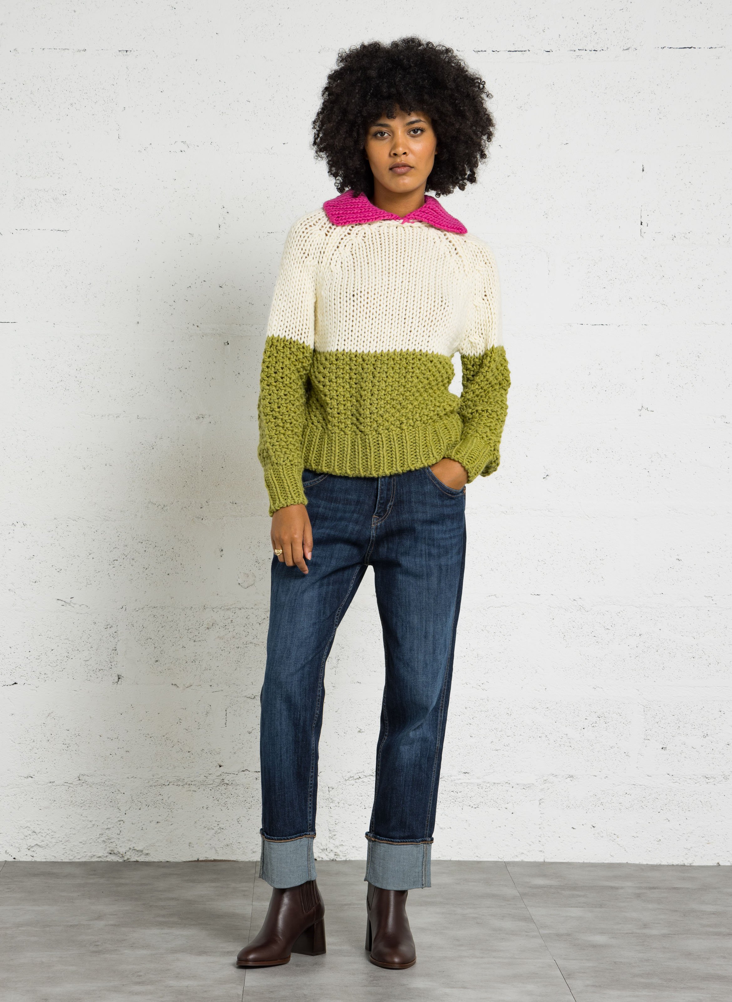 Pull ample col classique DR BLOOM Vert