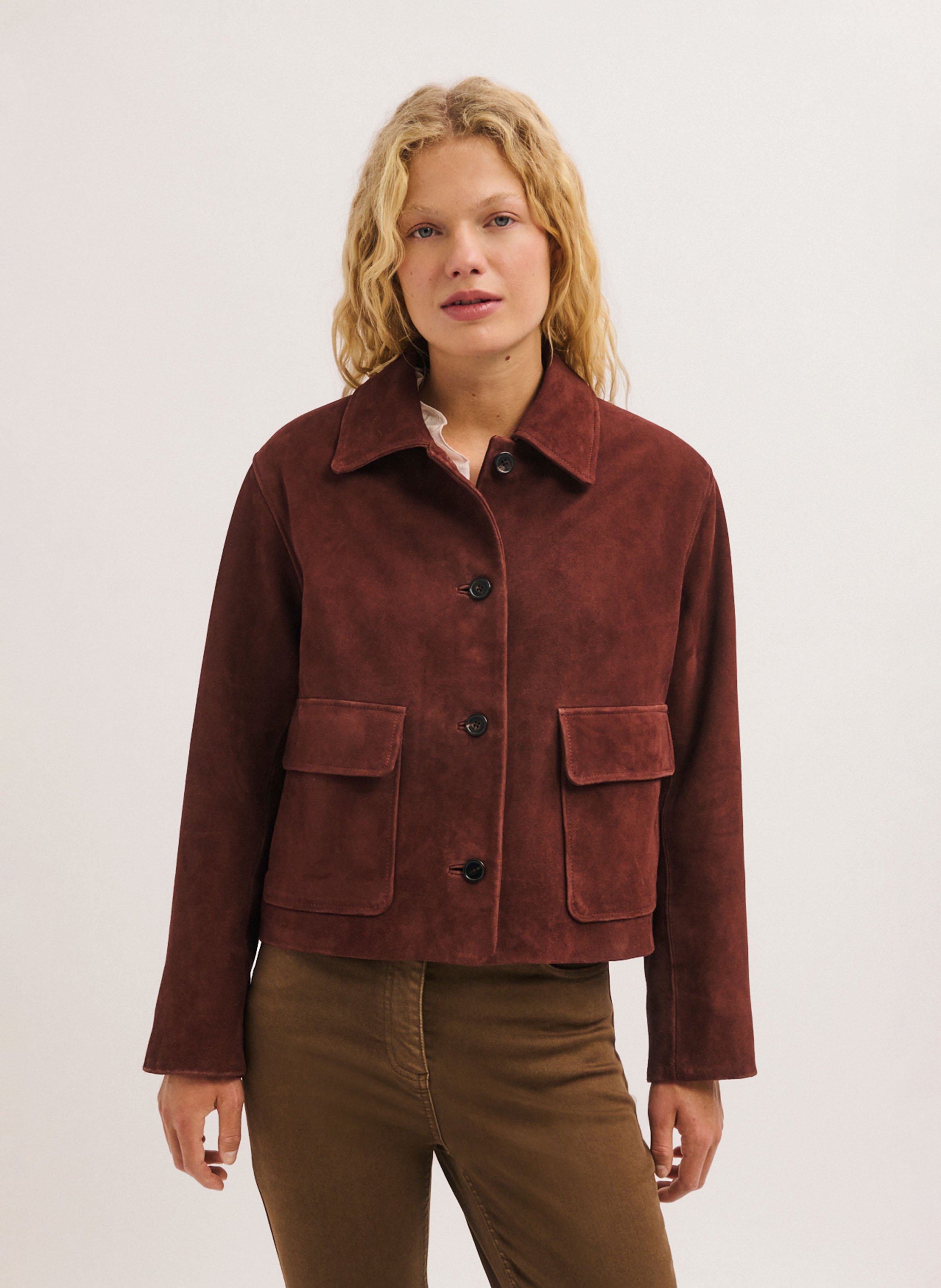 Oversize Jacke mit klassischem Kragen aus Wildleder PABLO