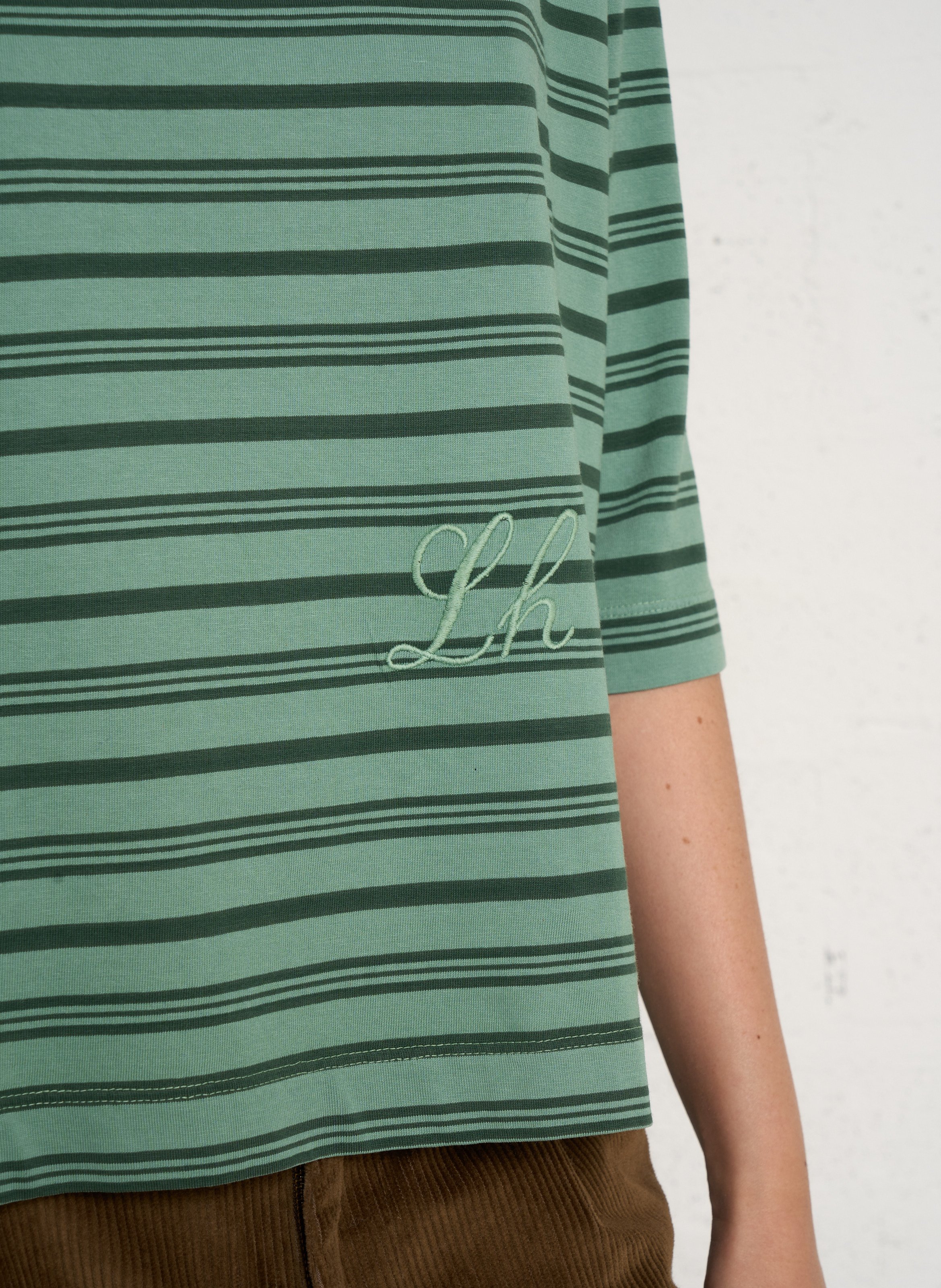 Gestreept oversized T-shirt met 3/4-mouwen LEON & HARPER Groen