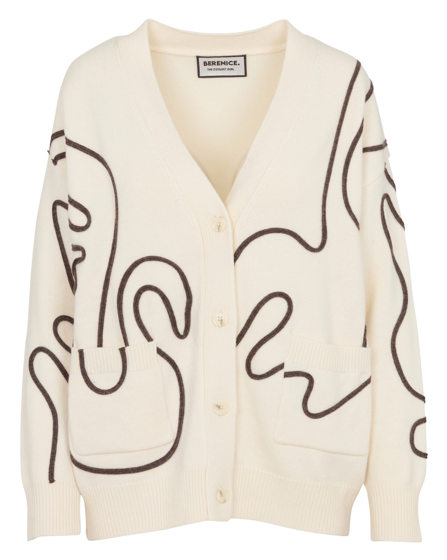 Wollen vest met V-hals BERENICE Wit
