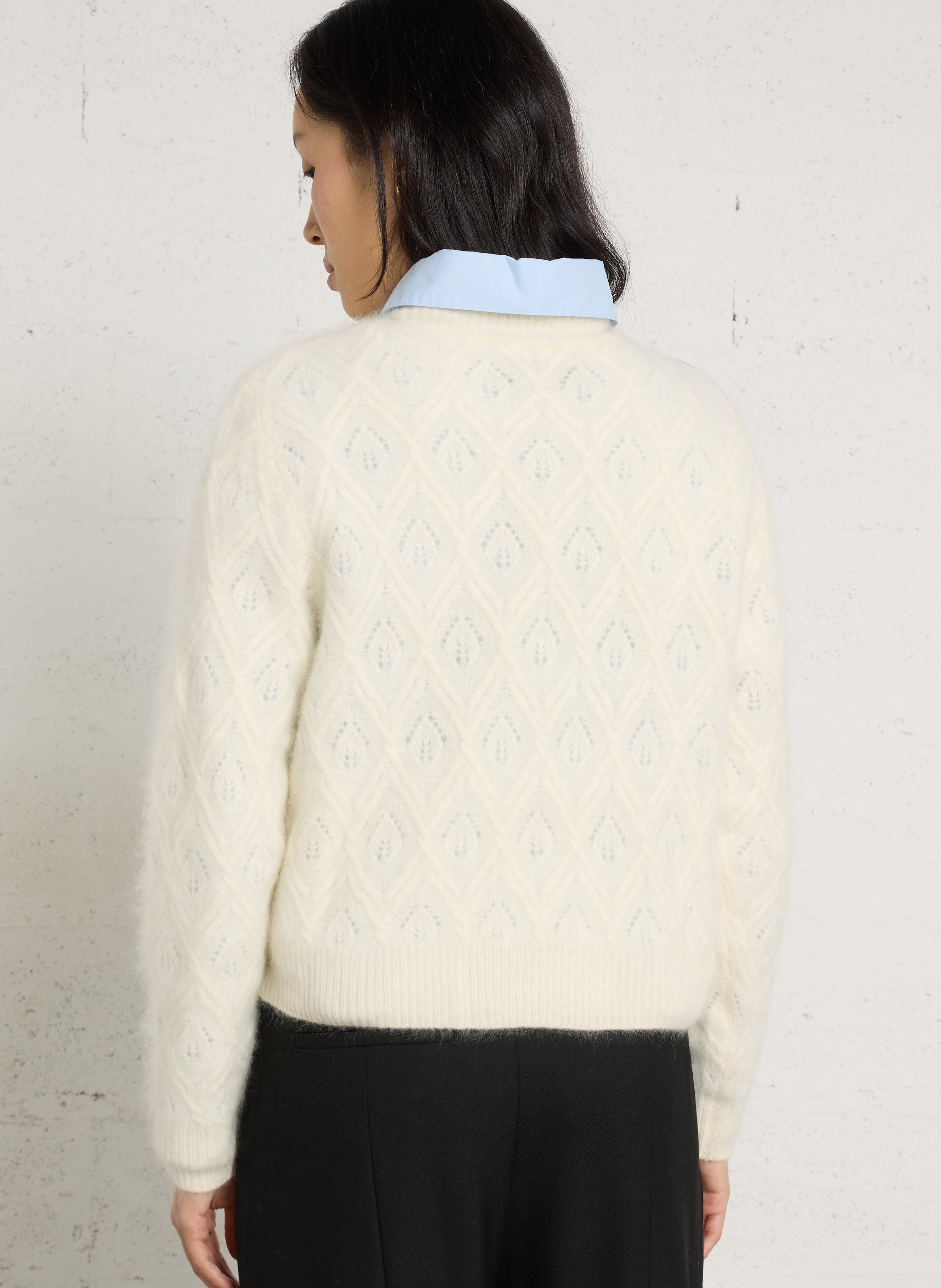 Pull col montant en laine BERENICE Blanc