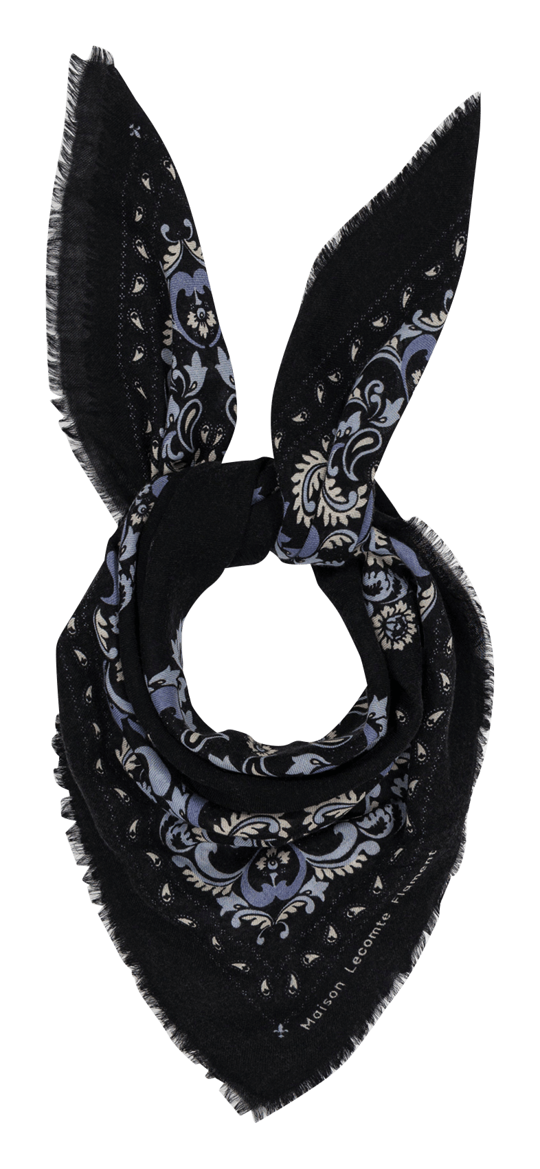 Printed wool and cashmere scarf MAISON LECOMTE FLAMENT Black