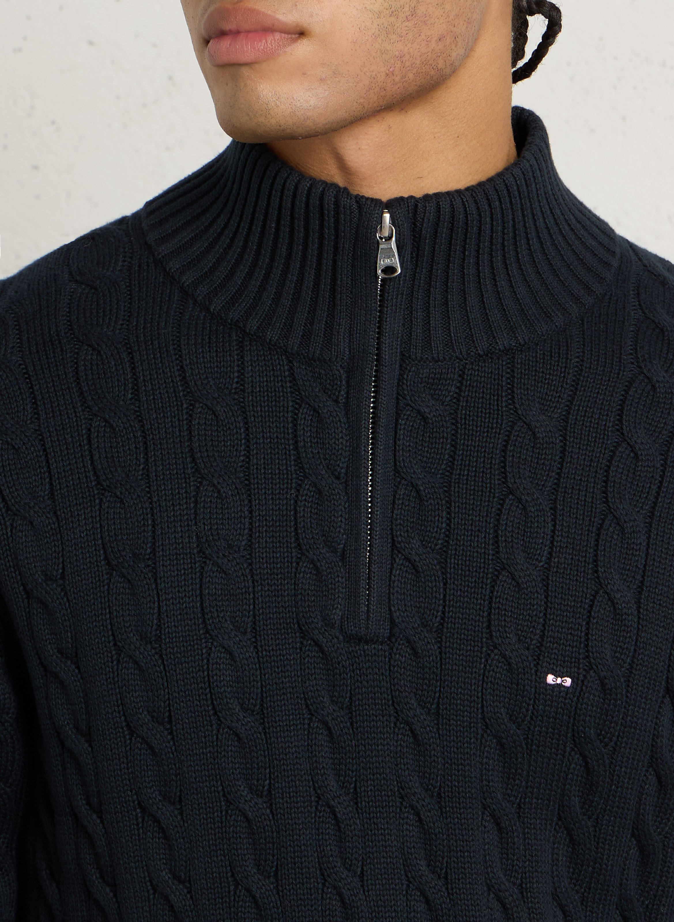 Twisted knit cotton sweater EDEN PARK Blue