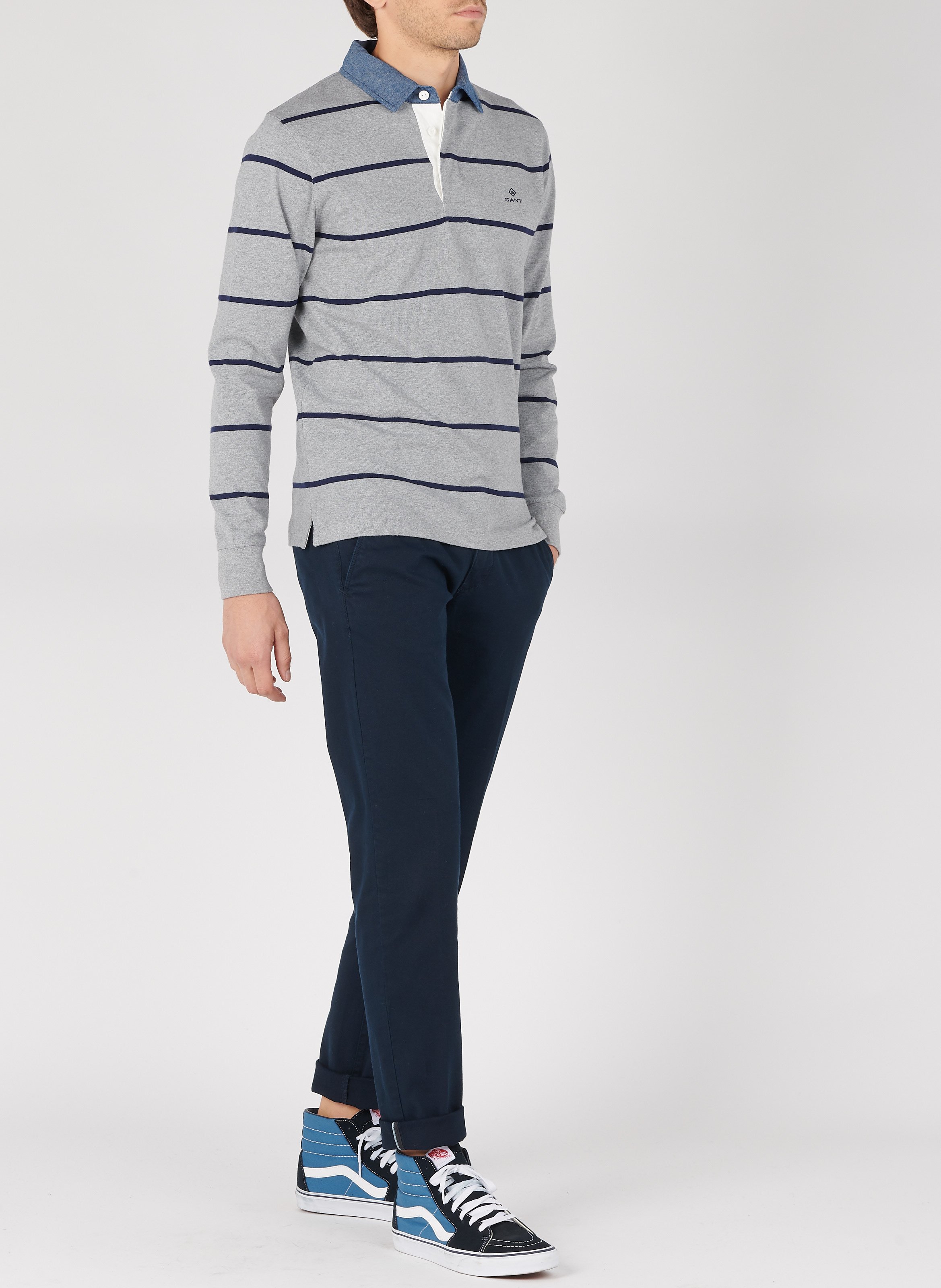 Slim-fit cotton-blend chinos Blue