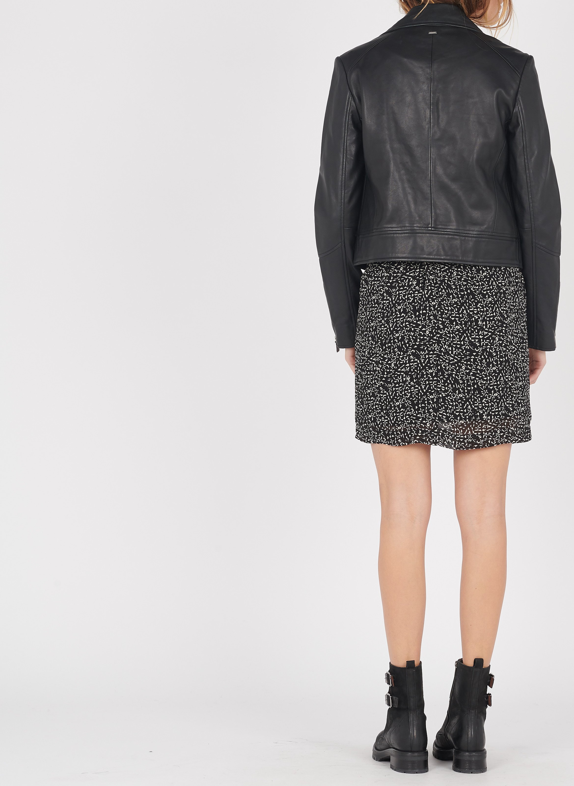 Kurzer Lederblouson mit Reißverschluss IKKS Schwarz