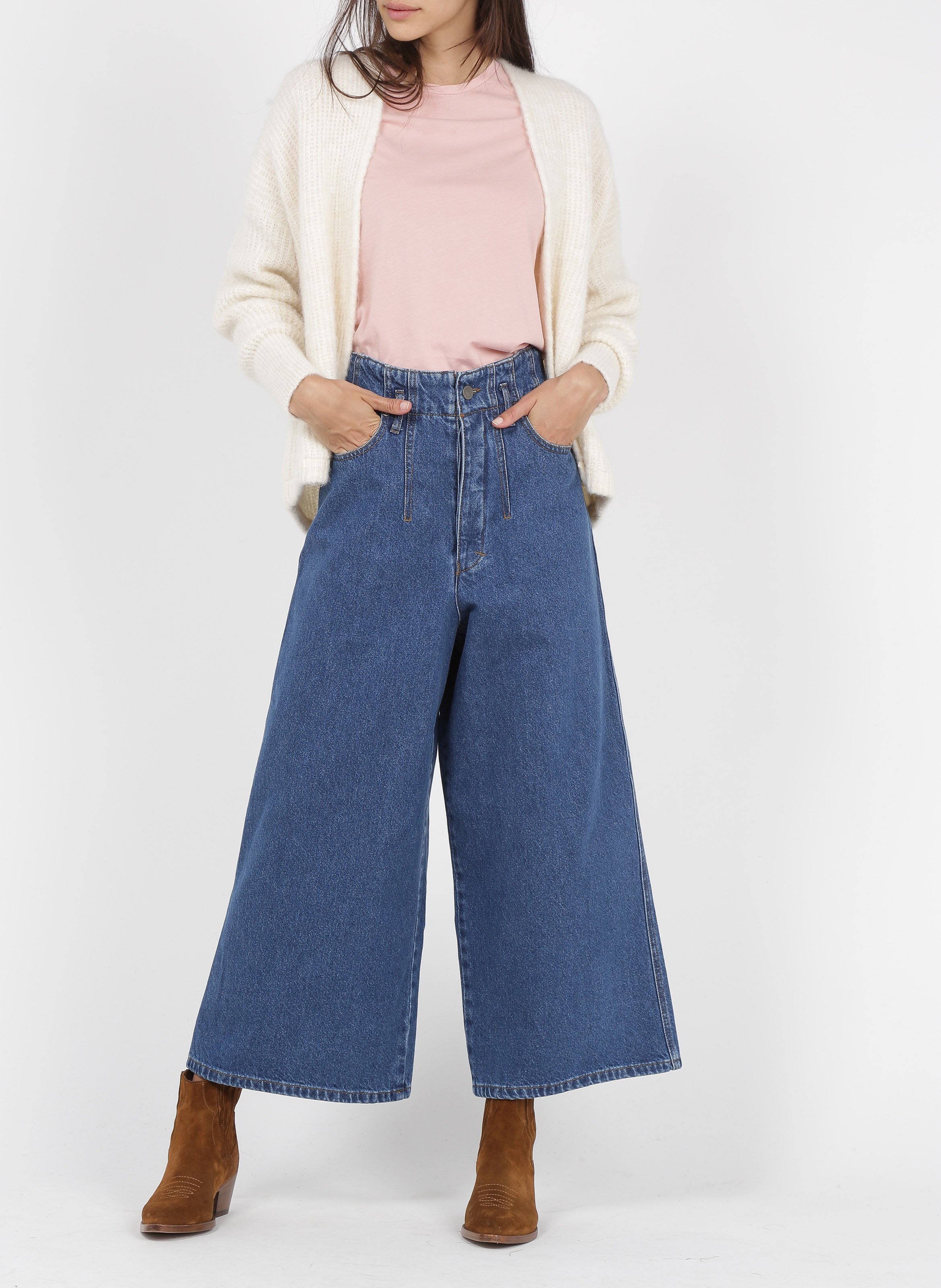 Open wool and alpaca blend cardigan Beige