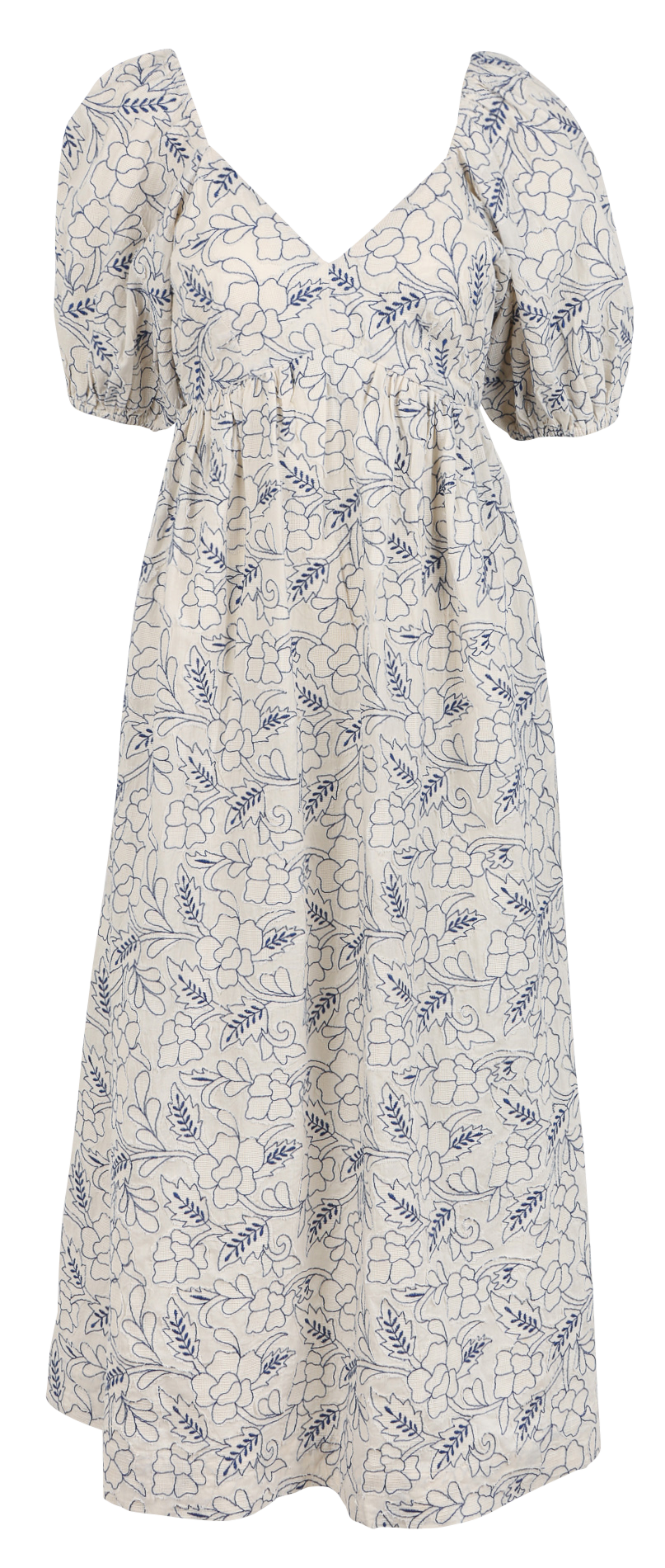 Robe longue col V brodée en coton PAUL AND JOE Blanc