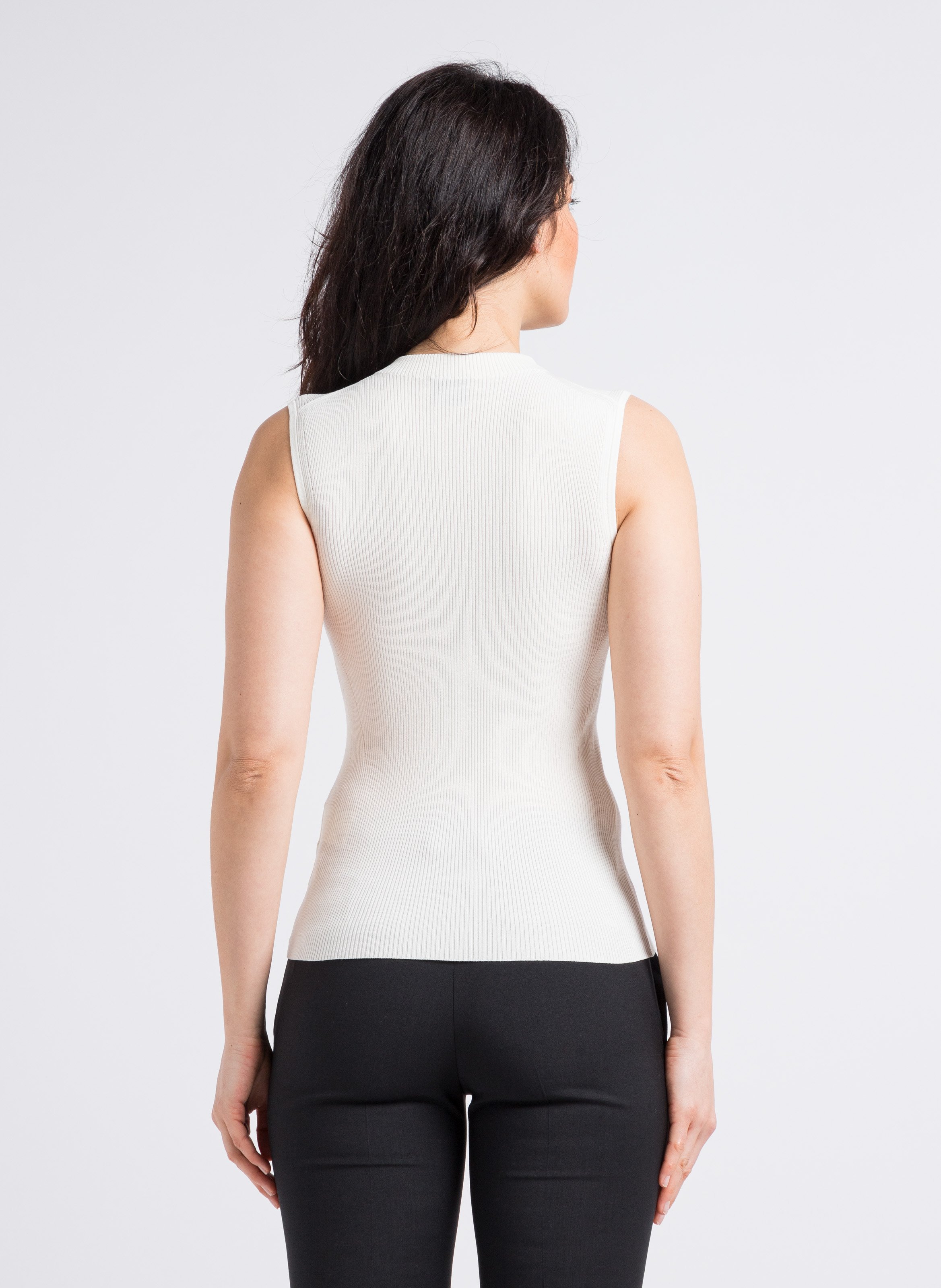 Tee-shirt côtelé sans manches à bords-côtes BOSS Beige