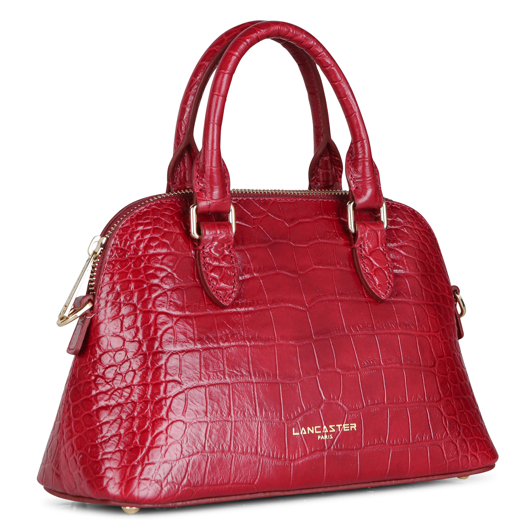 Halvemaanvormige tas van krokodil reliëf leer LANCASTER PARIS Rood