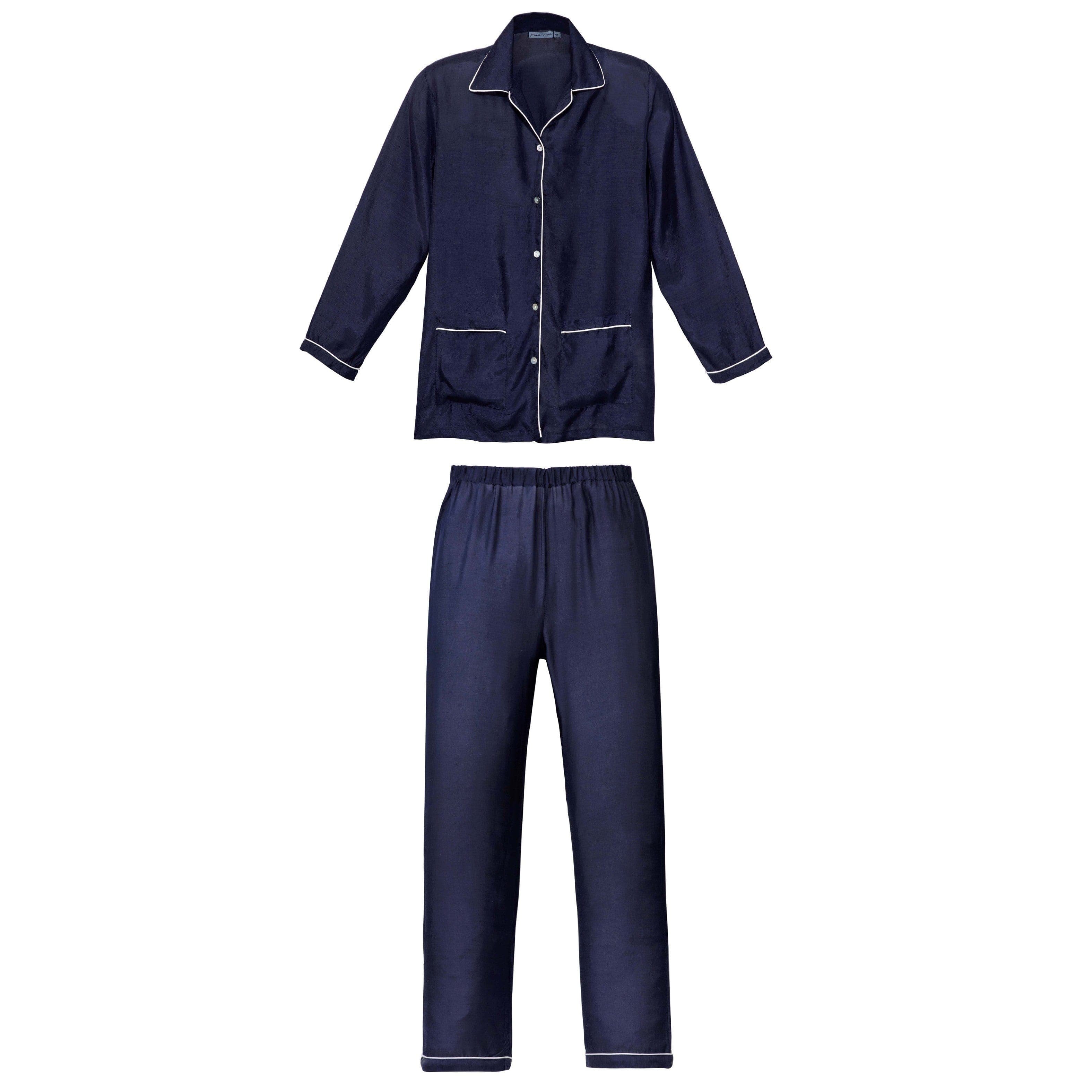 Pyjama coton et soie GERMAINE DES PRES Bleu