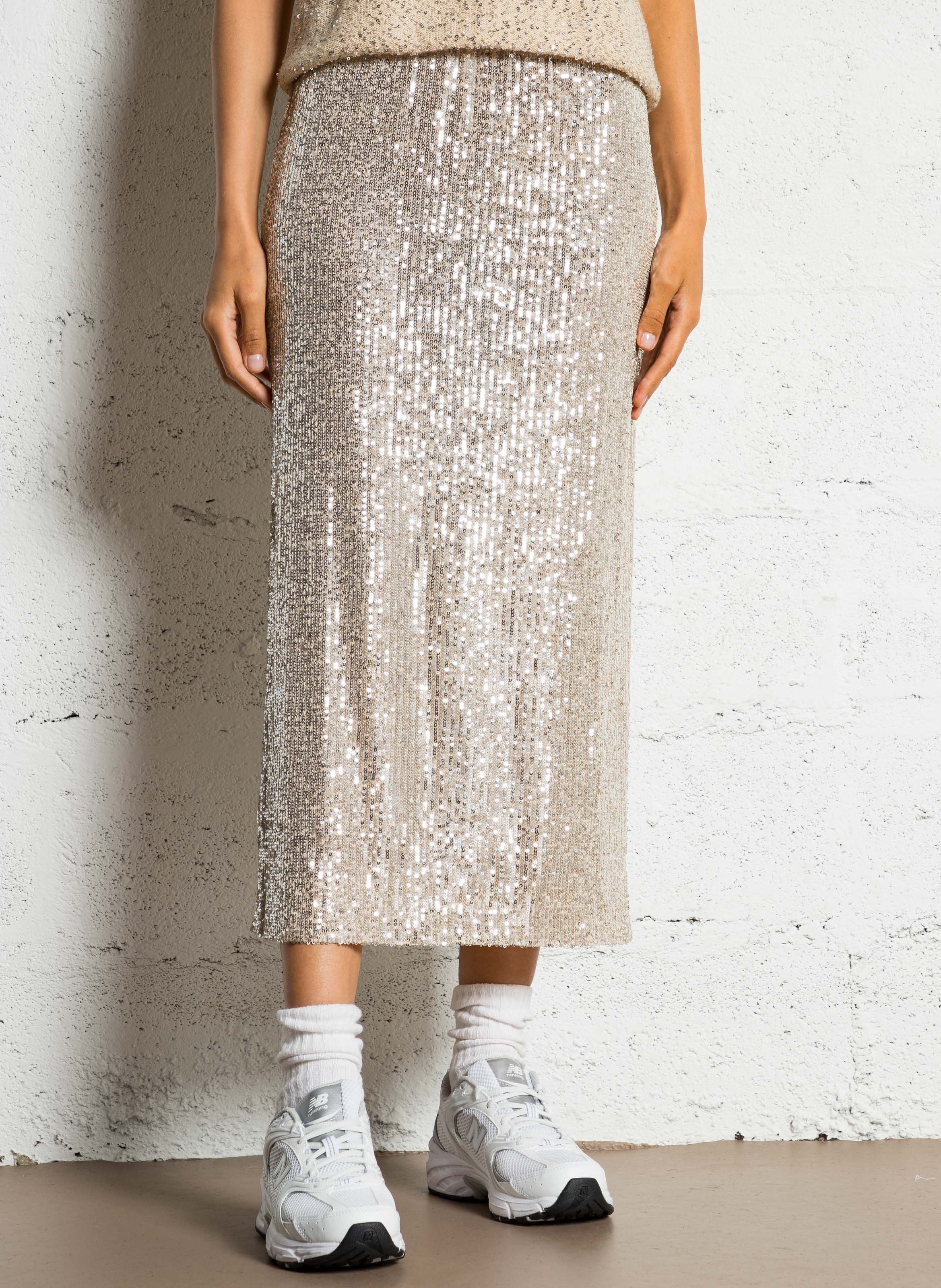 Jupe midi à sequins MAX MARA WEEK END Argent