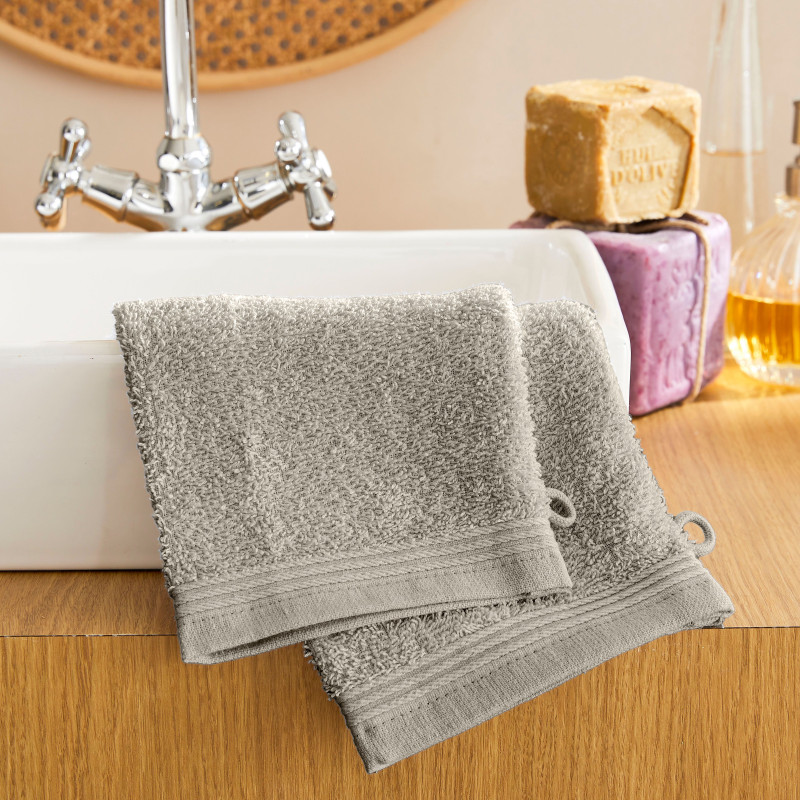 Set of 2 washcloths COTON PUR Beige