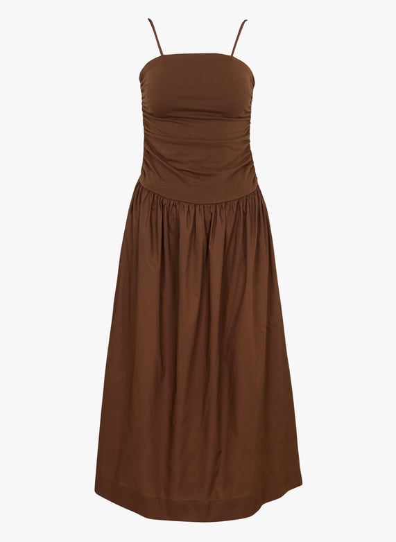 Cotton-Blend midi dress Brown Never fully dressed - Women | Place des Tendances Cotton-Blend midi dress Brown Never fully dressed - Women | Place des Tendances
