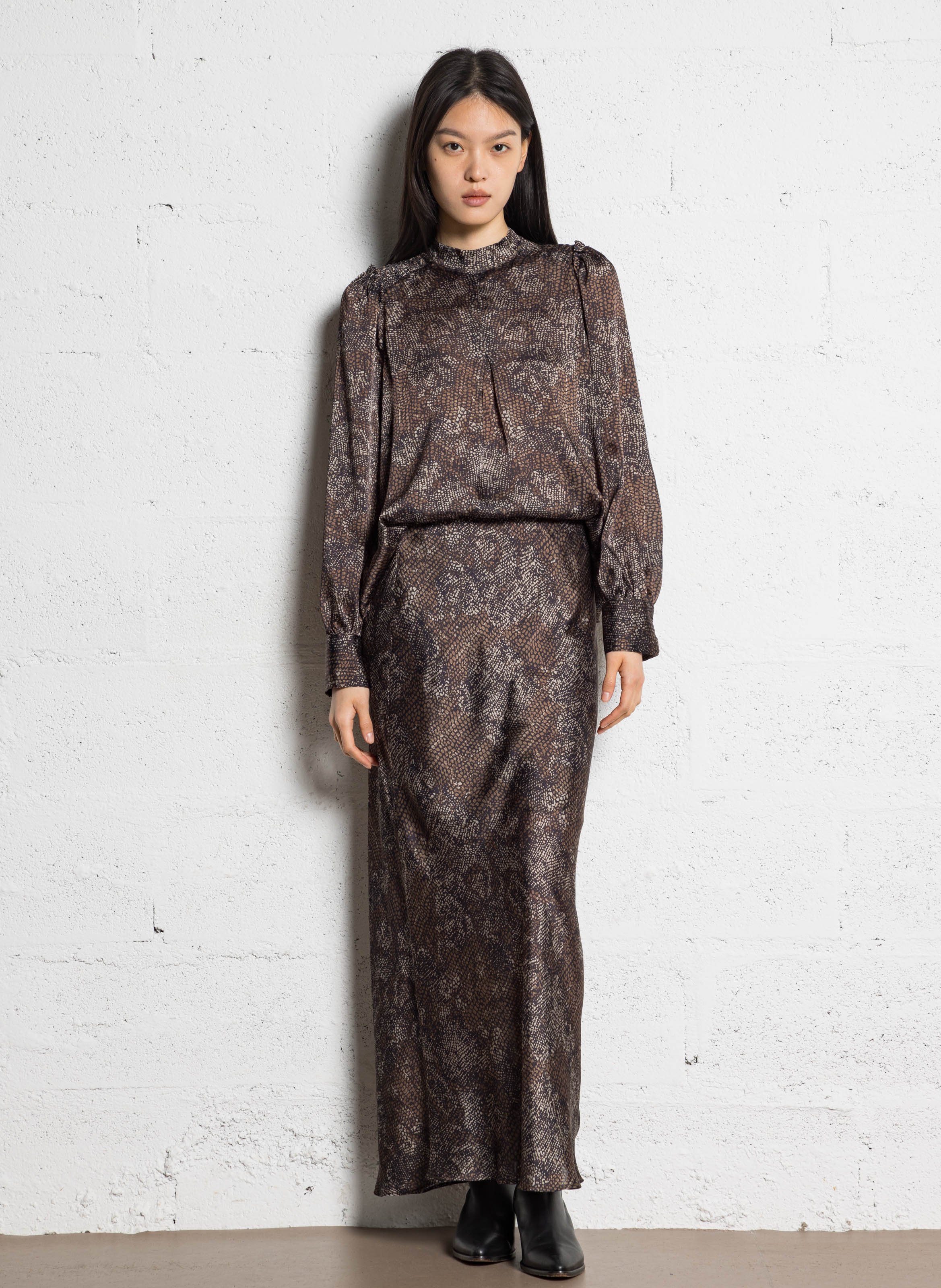 Jupe midi imprimée ONE STEP Noir