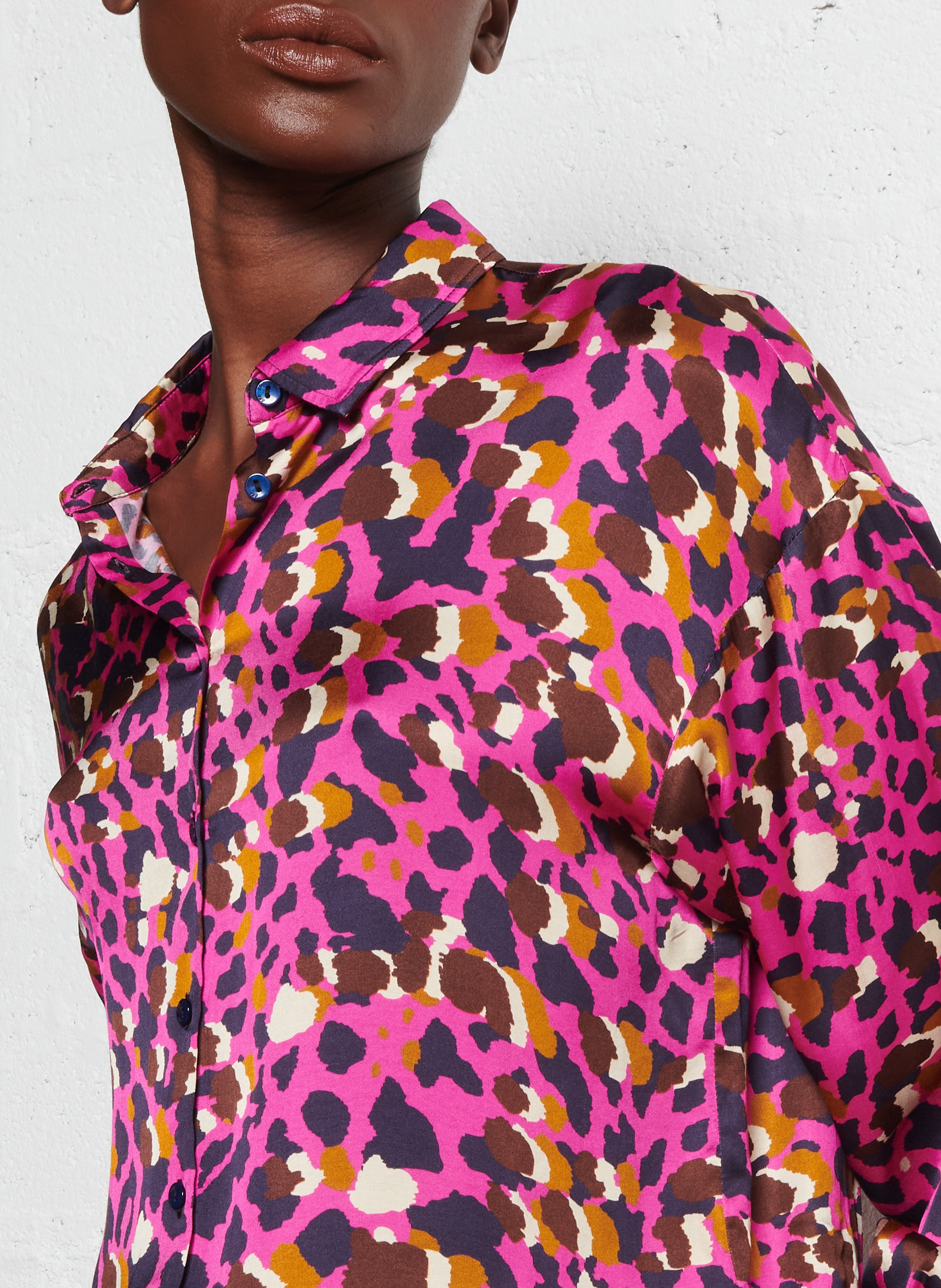 Oversize-Bluse mit klassischem Kragen ONE STEP Rosa