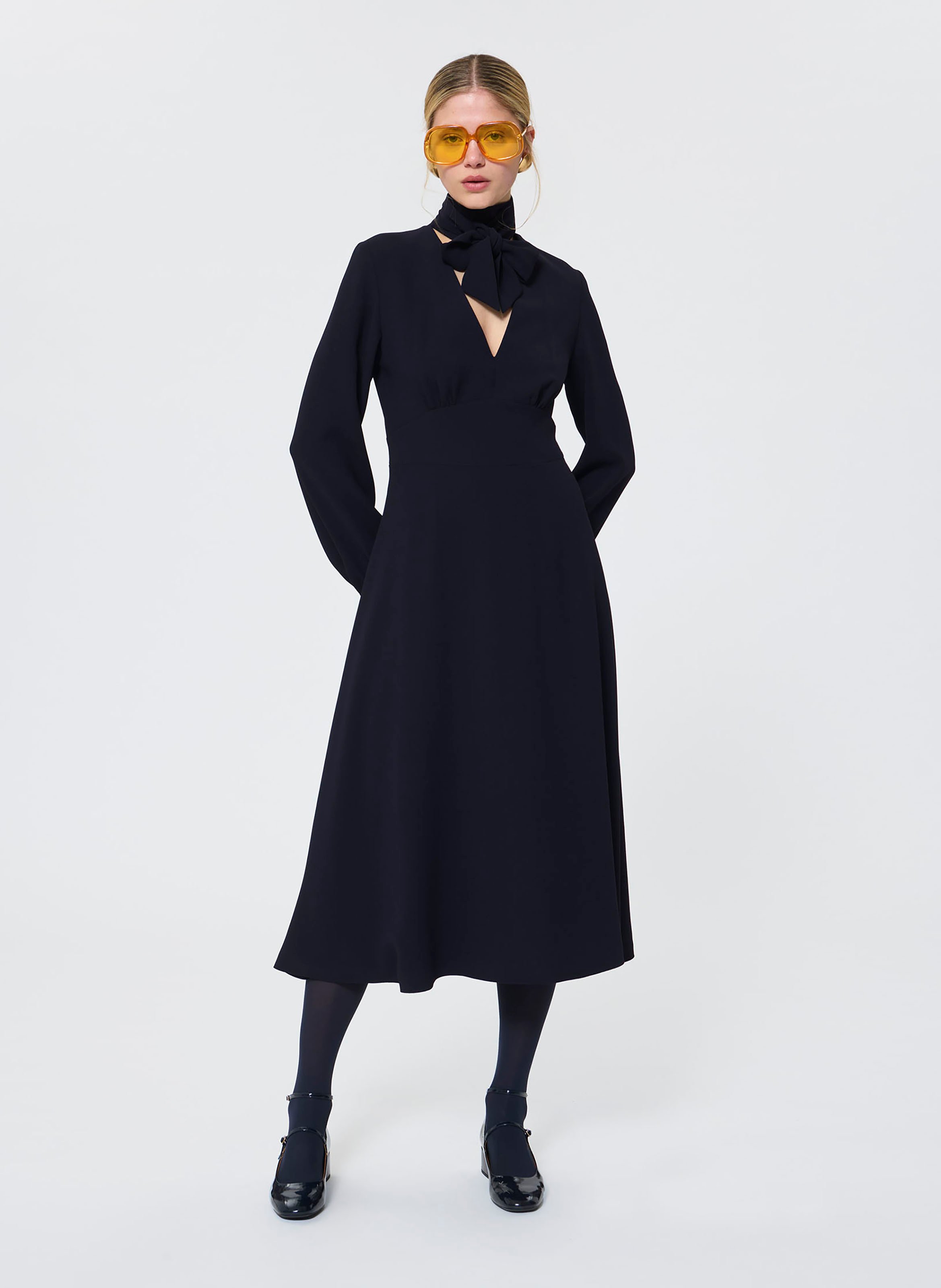 Long pussy-bow dress TARA JARMON Blue