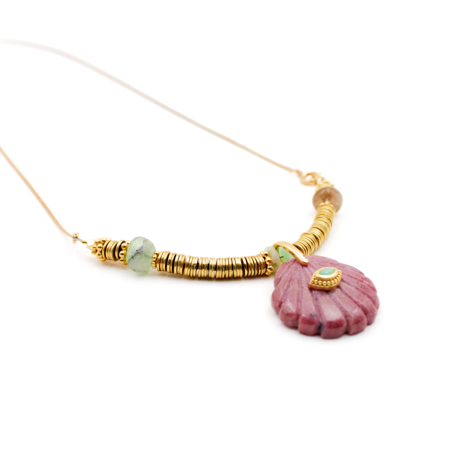 Collier heishi et coquillage - églantine L'ATELIER DES DAMES Doré