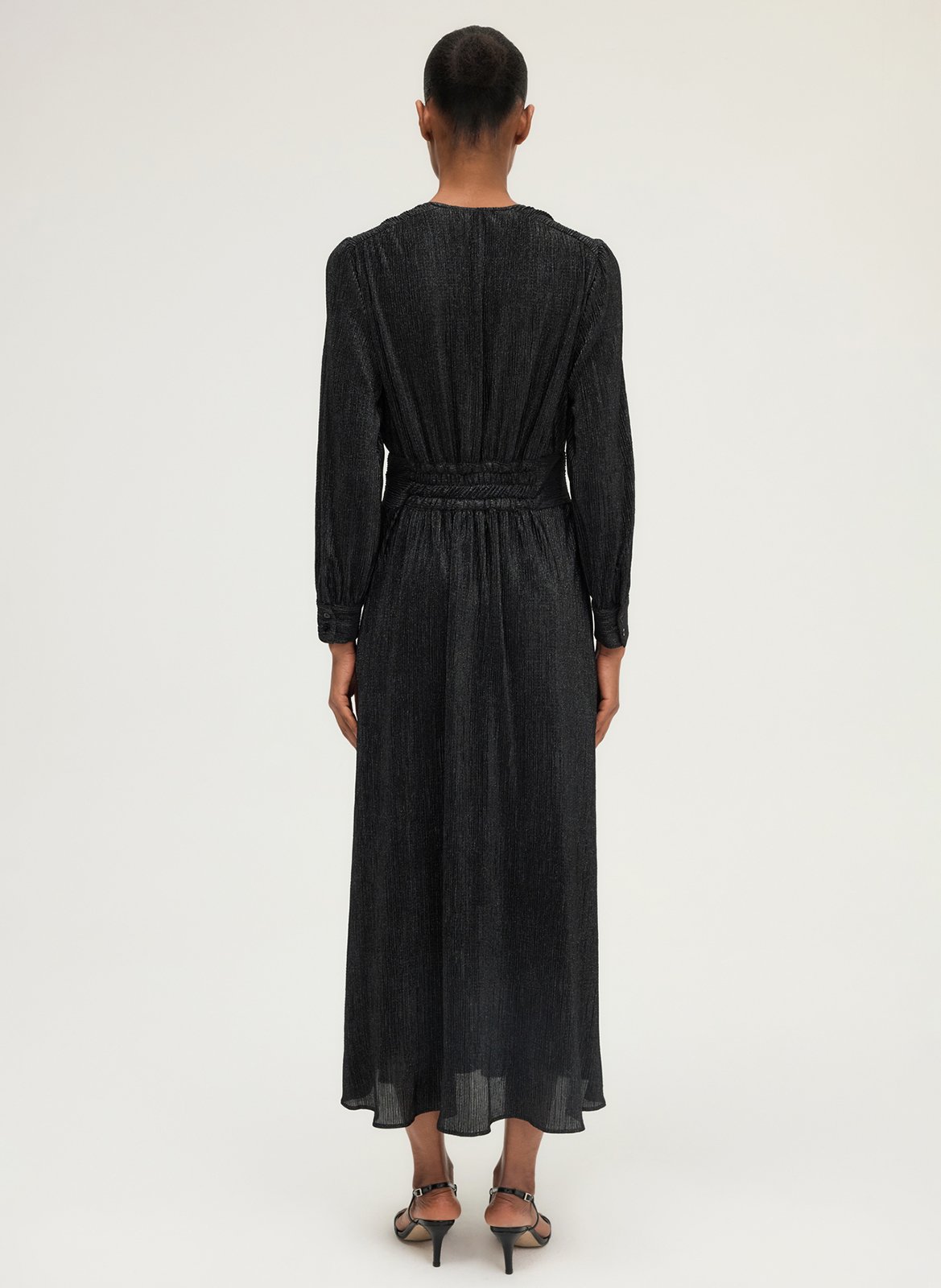 Robe longue scintillante col v PABLO Noir