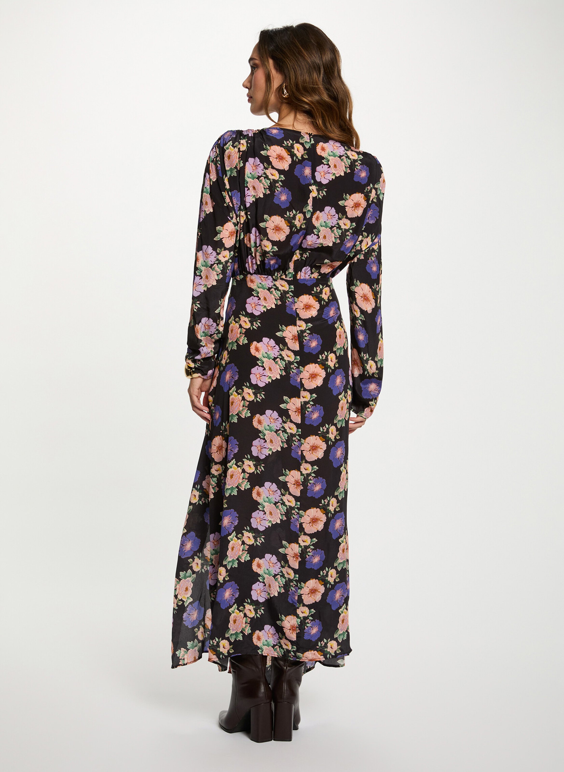 Lange jurk met V-hals en bloemenprint MORGAN Veelkleurig